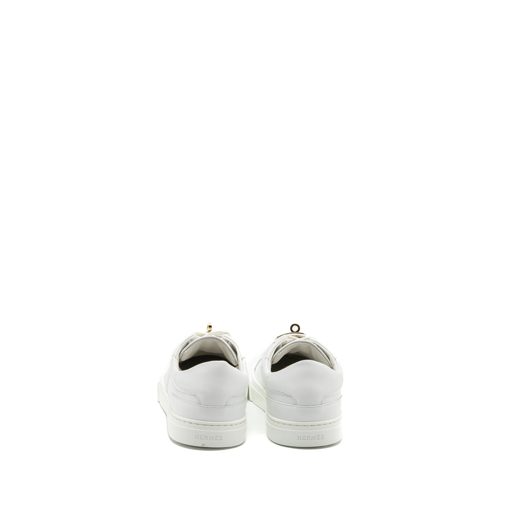 Hermes Size 38 Day Sneaker White GHW - Image 3