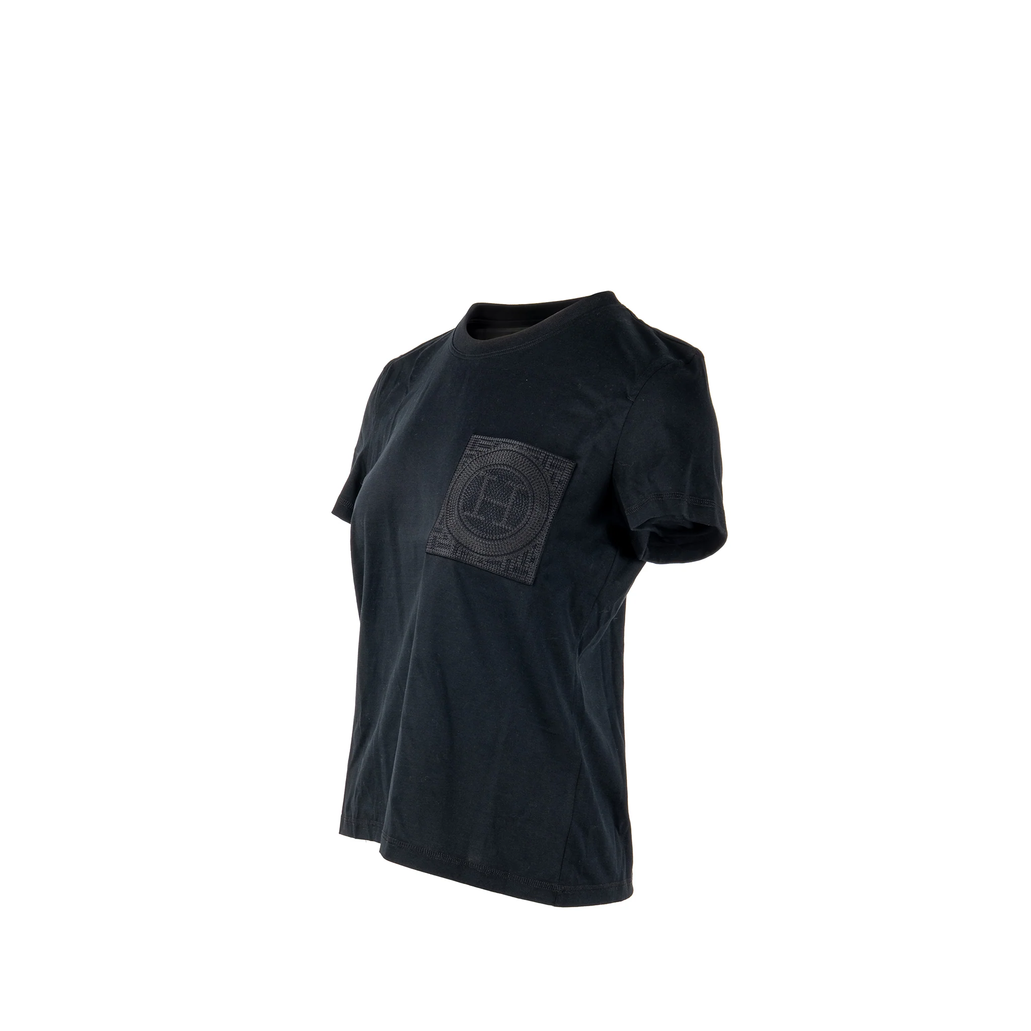 Hermes Size 38 Droit Pochette Brodee T-Shirt Cotton Black - Image 3