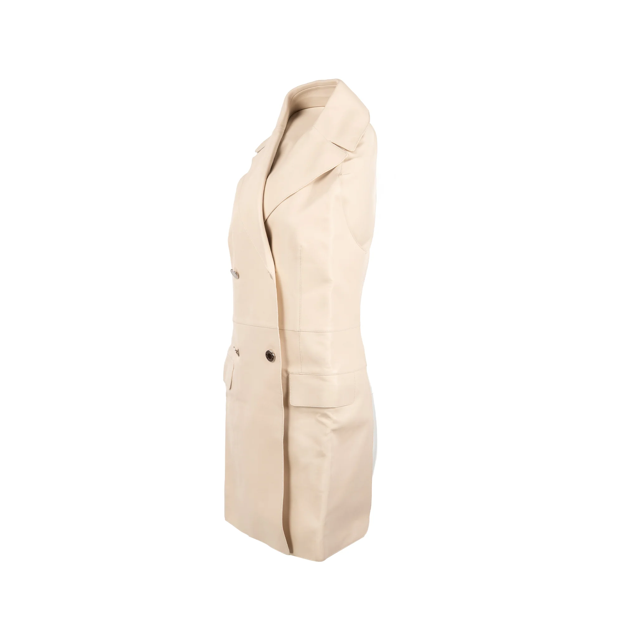 Hermes size 38 long lambskin vest beige - Image 2