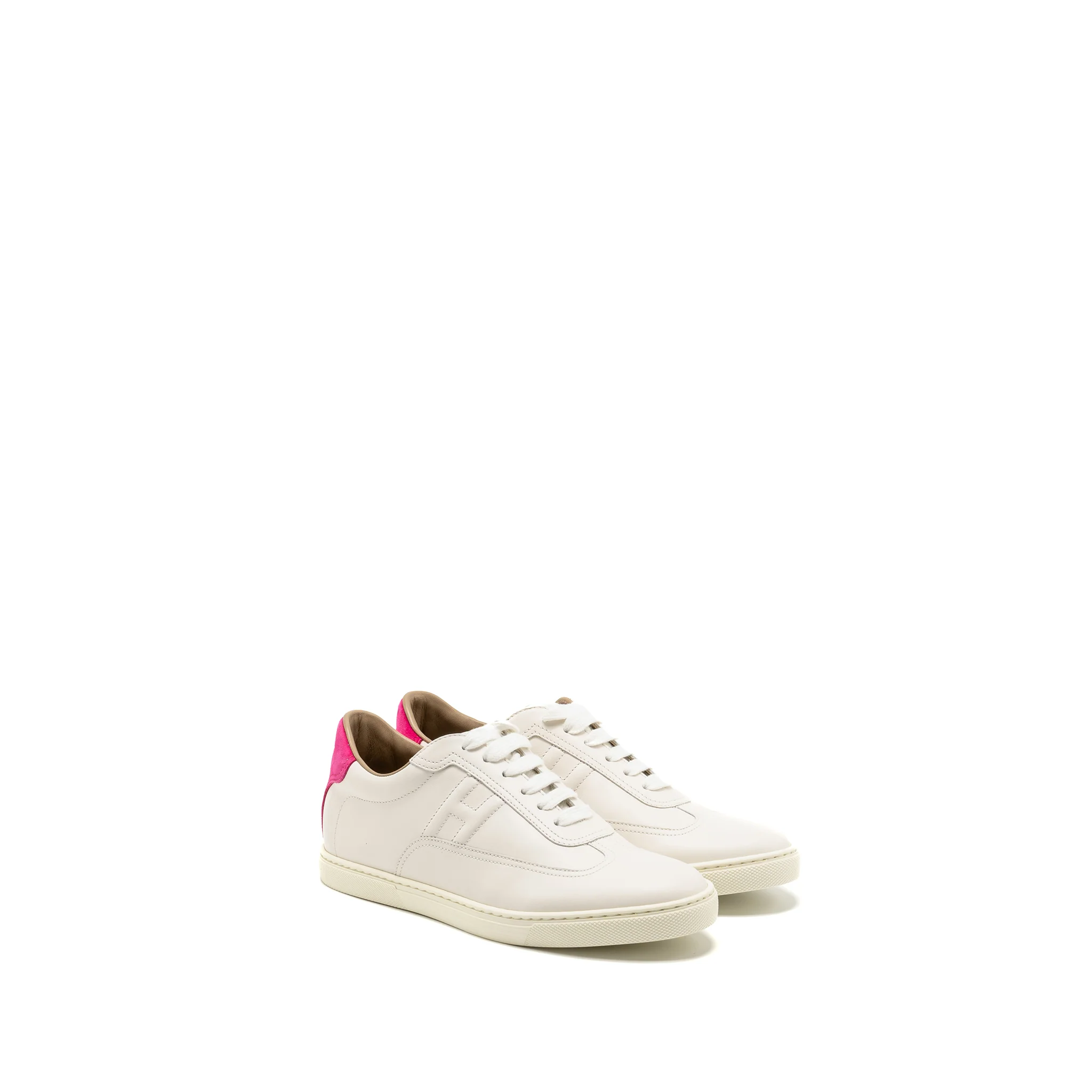 Hermes Size 38 Quicker sneakers calfskin white / pink