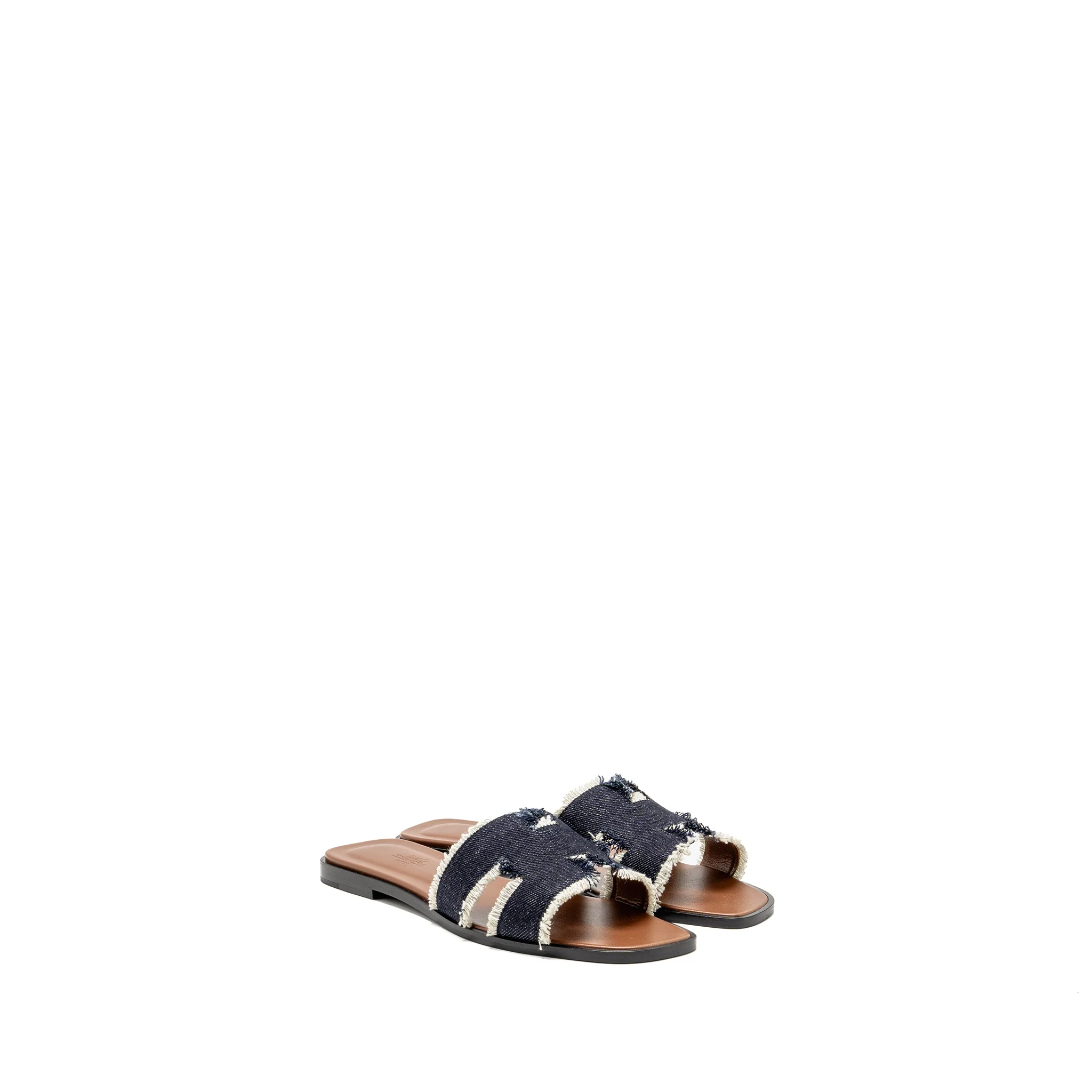Hermes Size 39.5 Oran Sandal Denim/Lambskin Bleu Brut