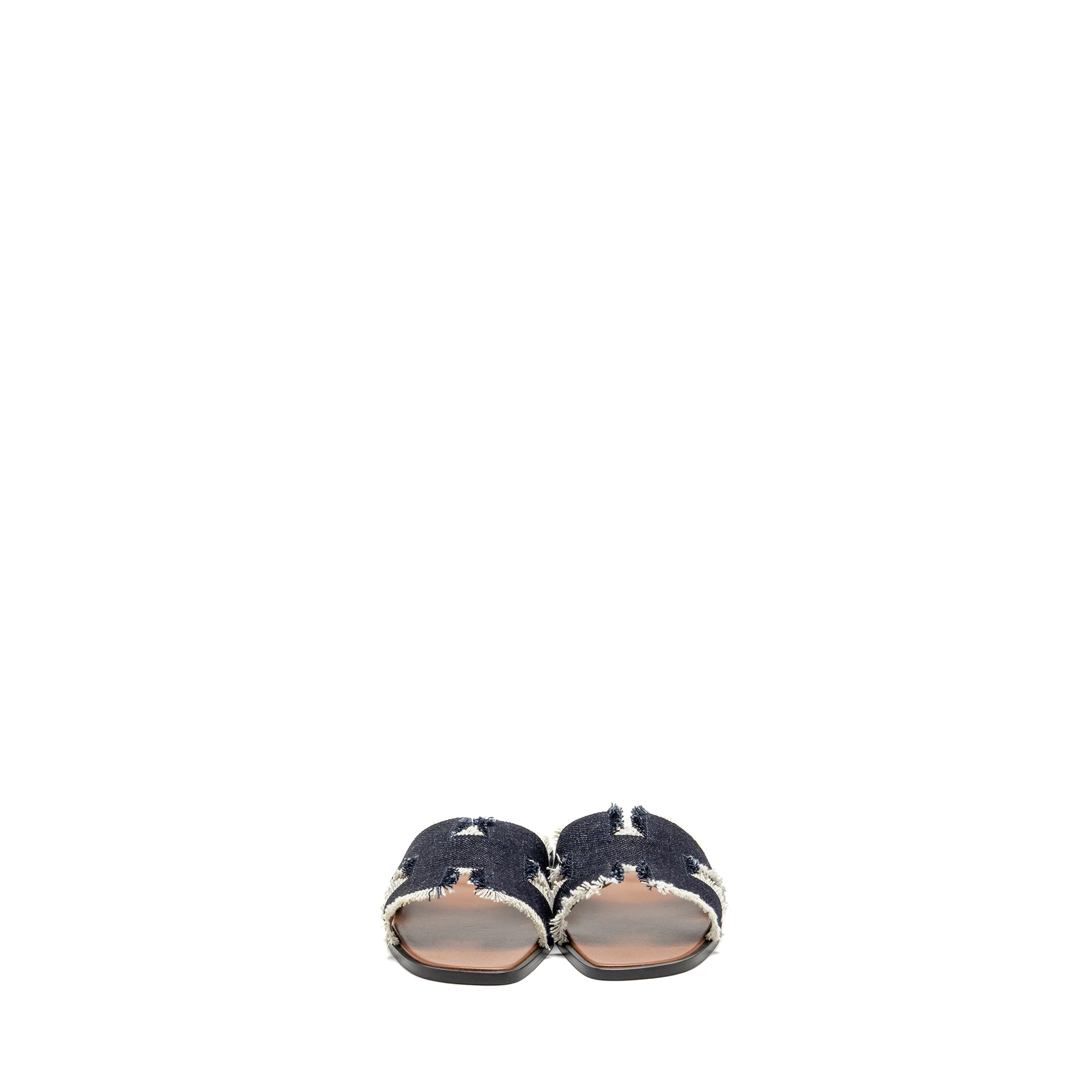 Hermes Size 39.5 Oran Sandal Denim/Lambskin Bleu Brut - Image 3