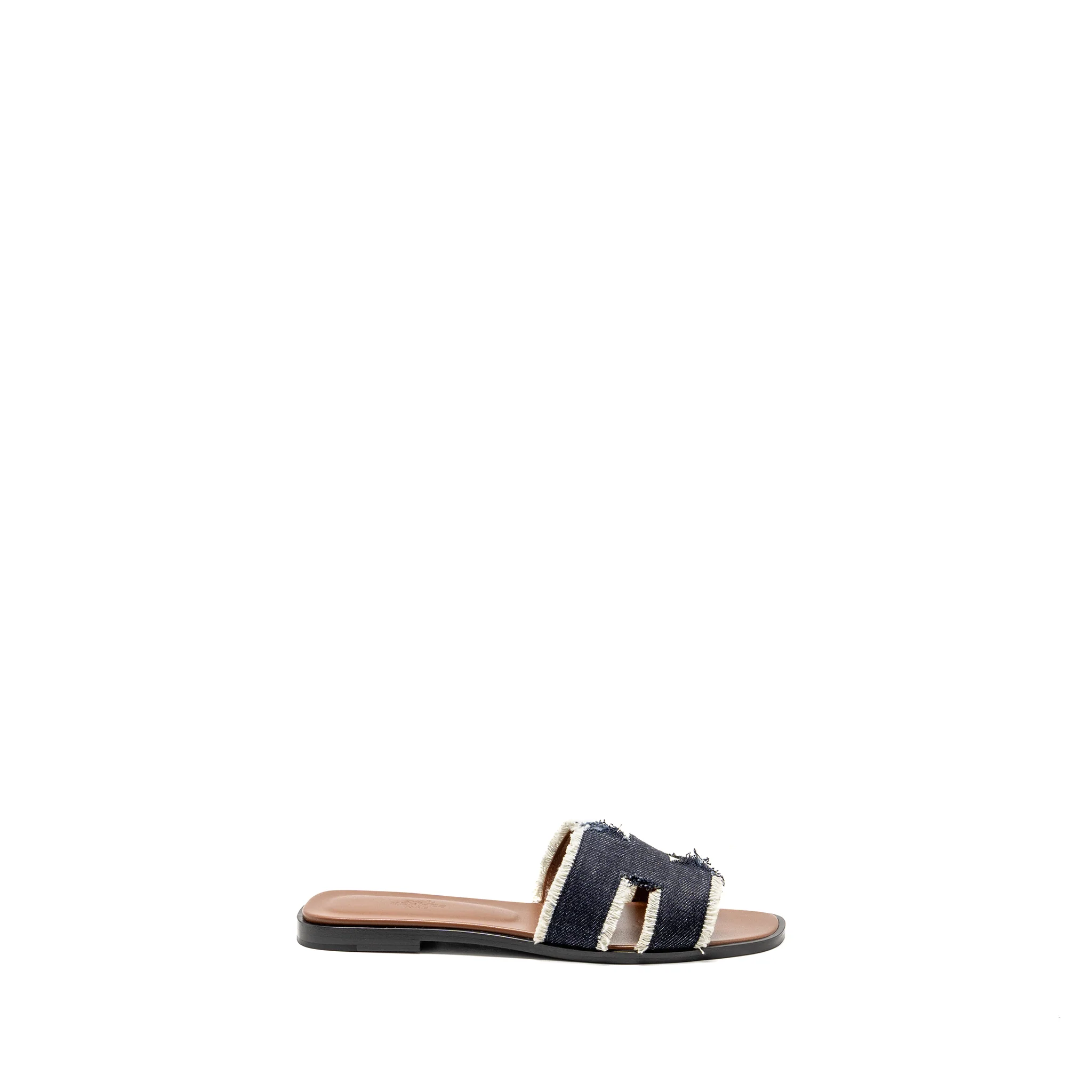 Hermes Size 39.5 Oran Sandal Denim/Lambskin Bleu Brut - Image 5
