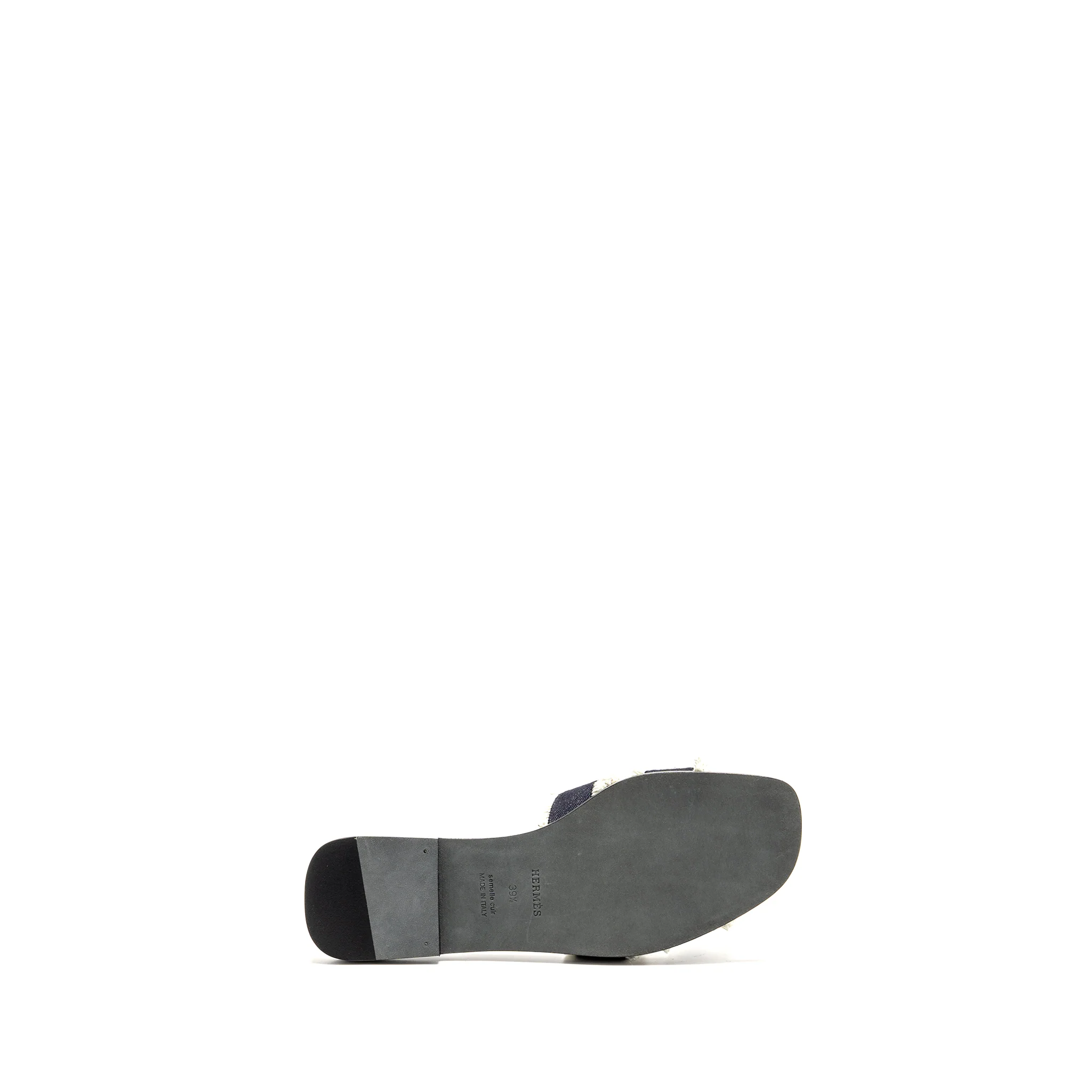 Hermes Size 39.5 Oran Sandal Denim/Lambskin Bleu Brut - Image 7