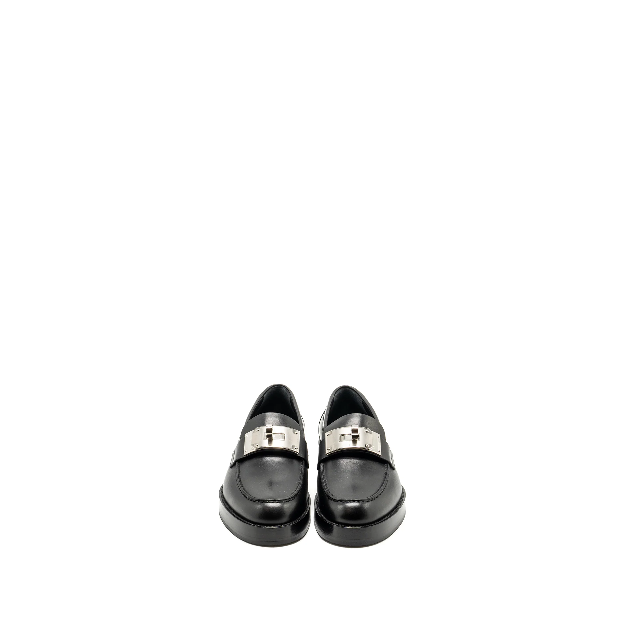 Hermes Size 39 Mocassins Hot Loafer Calfskin Black SHW - Image 2