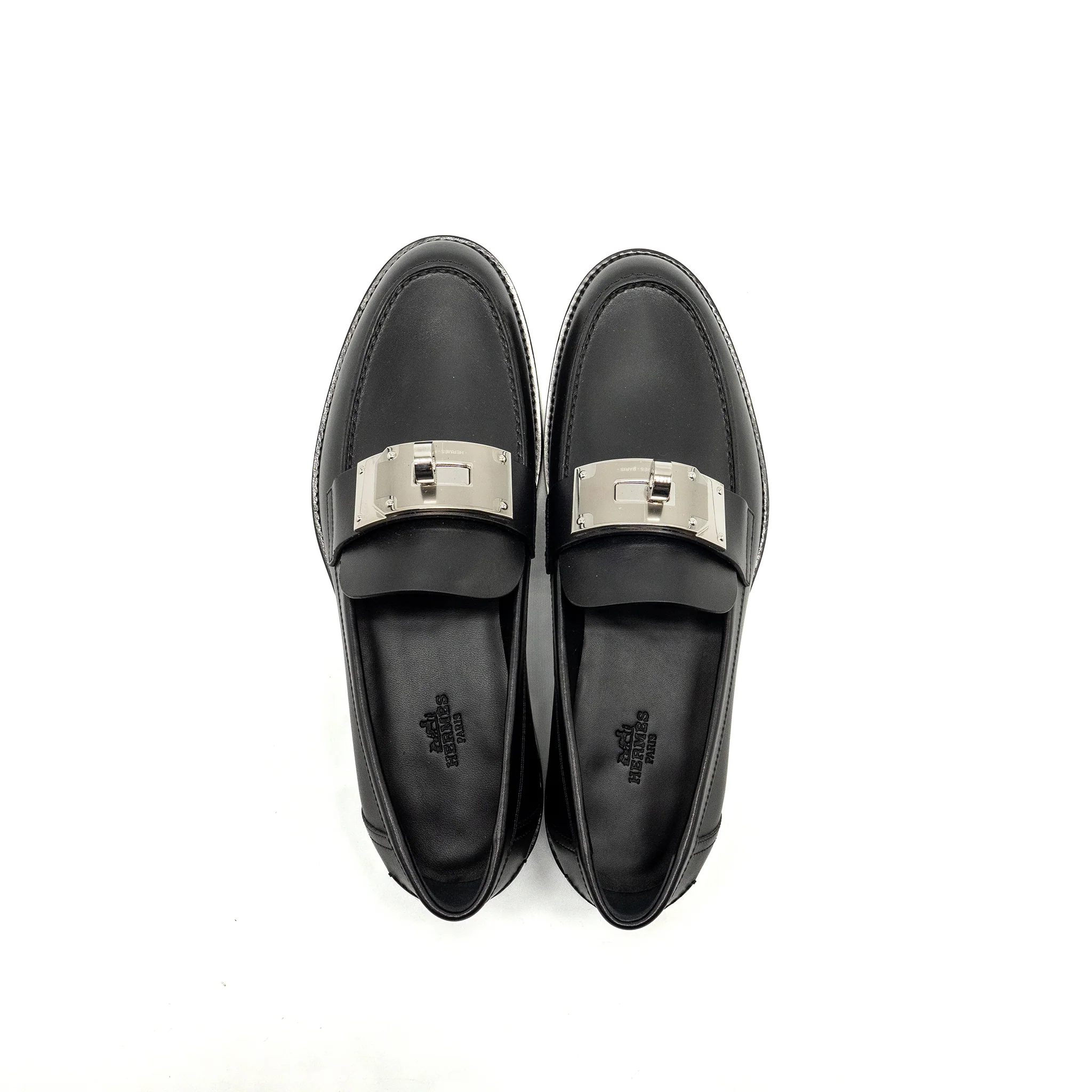 Hermes Size 39 Mocassins Hot Loafer Calfskin Black SHW - Image 4