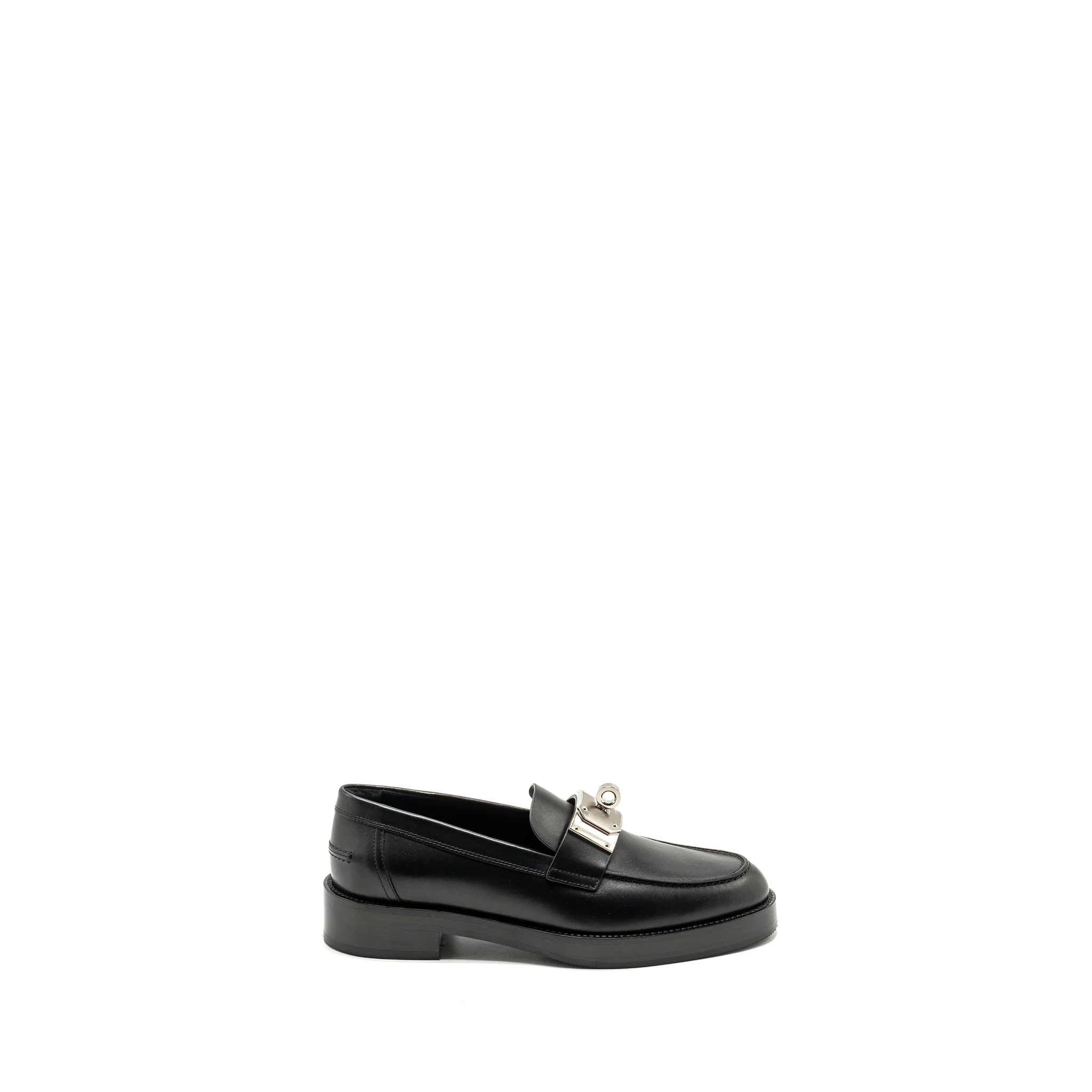 Hermes Size 39 Mocassins Hot Loafer Calfskin Black SHW - Image 5