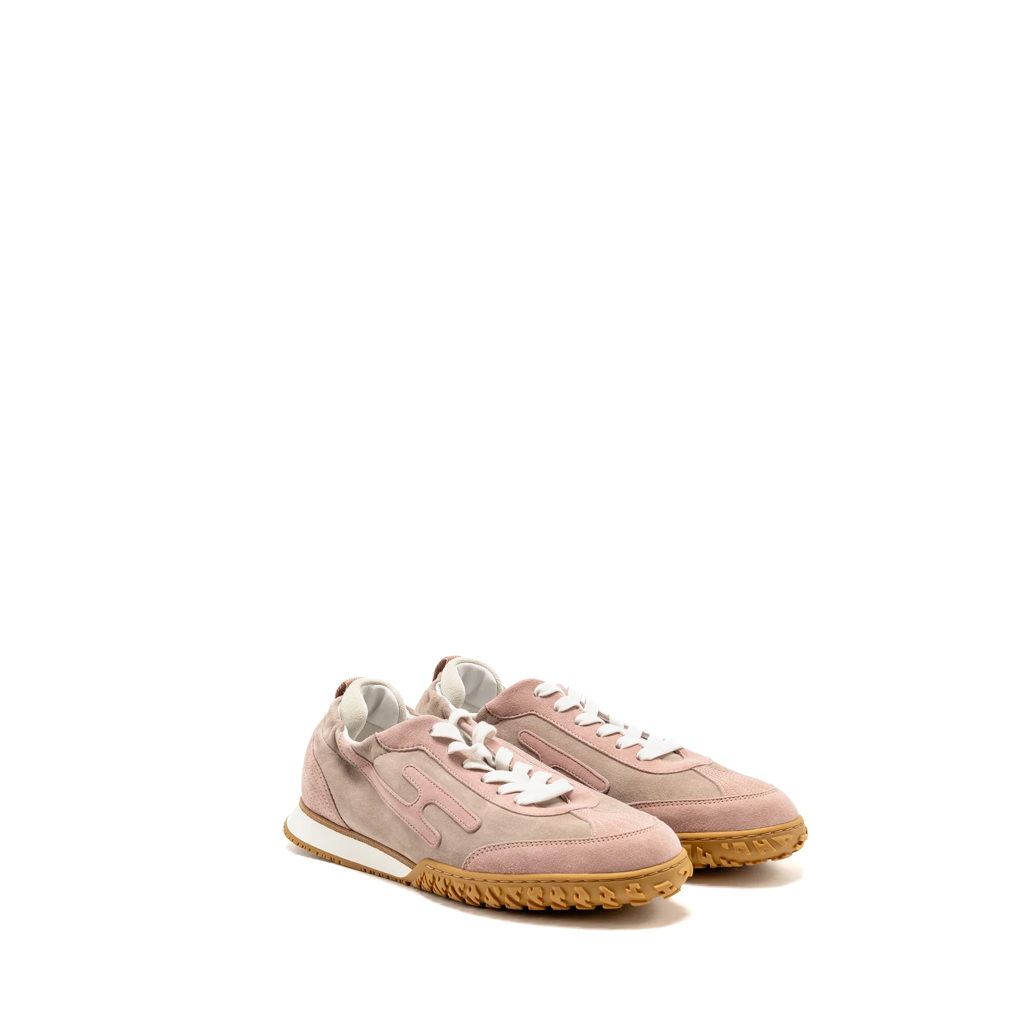 Hermes Size 40 FEMME Jet Sneaker Suede Goatskin Rose Cancan/Rose Aquarelle