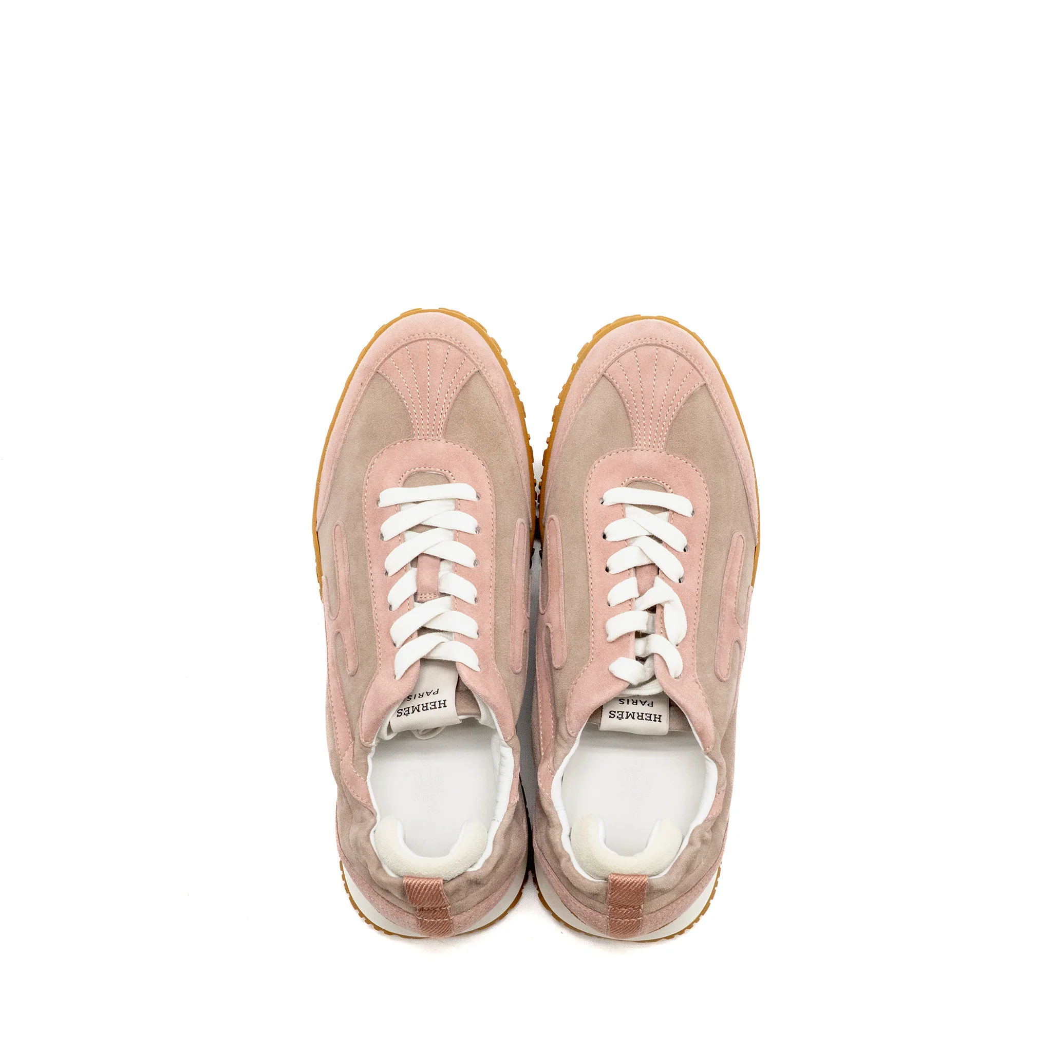 Hermes Size 40 FEMME Jet Sneaker Suede Goatskin Rose Cancan/Rose Aquarelle - Image 2