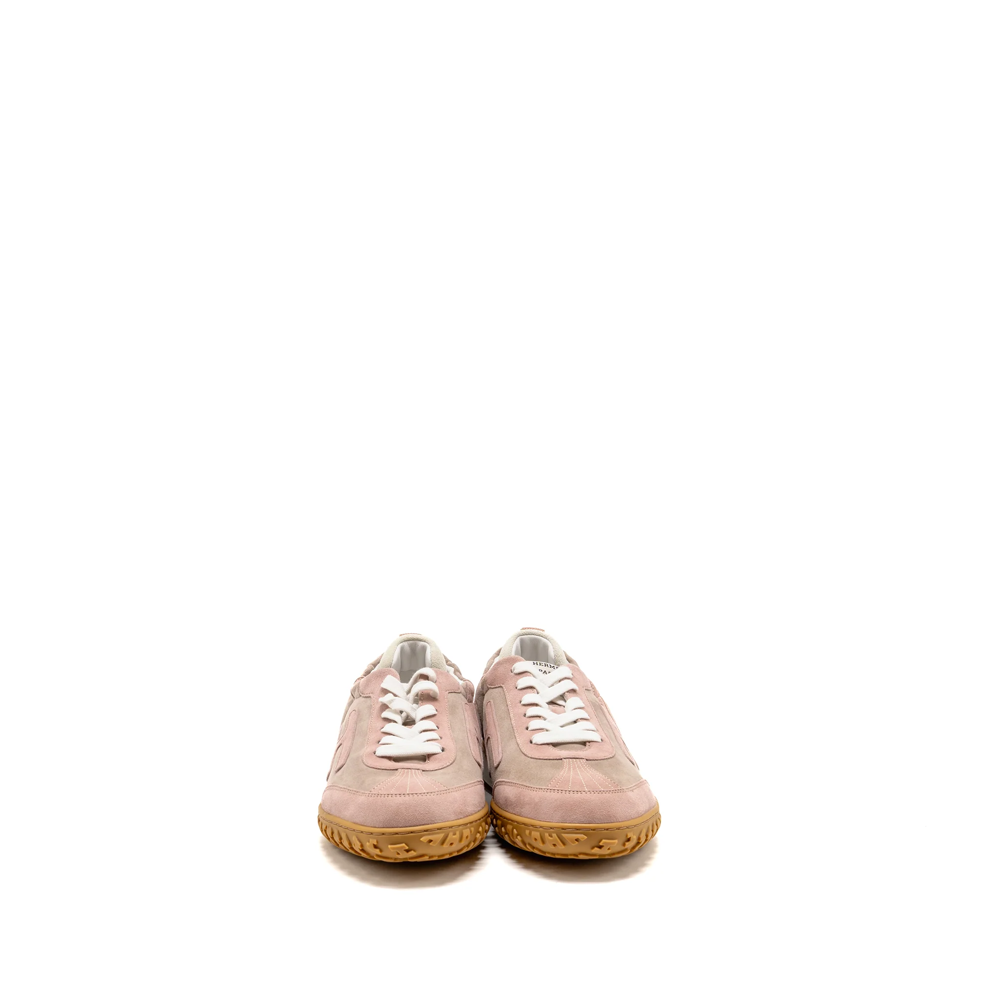 Hermes Size 40 FEMME Jet Sneaker Suede Goatskin Rose Cancan/Rose Aquarelle - Image 3