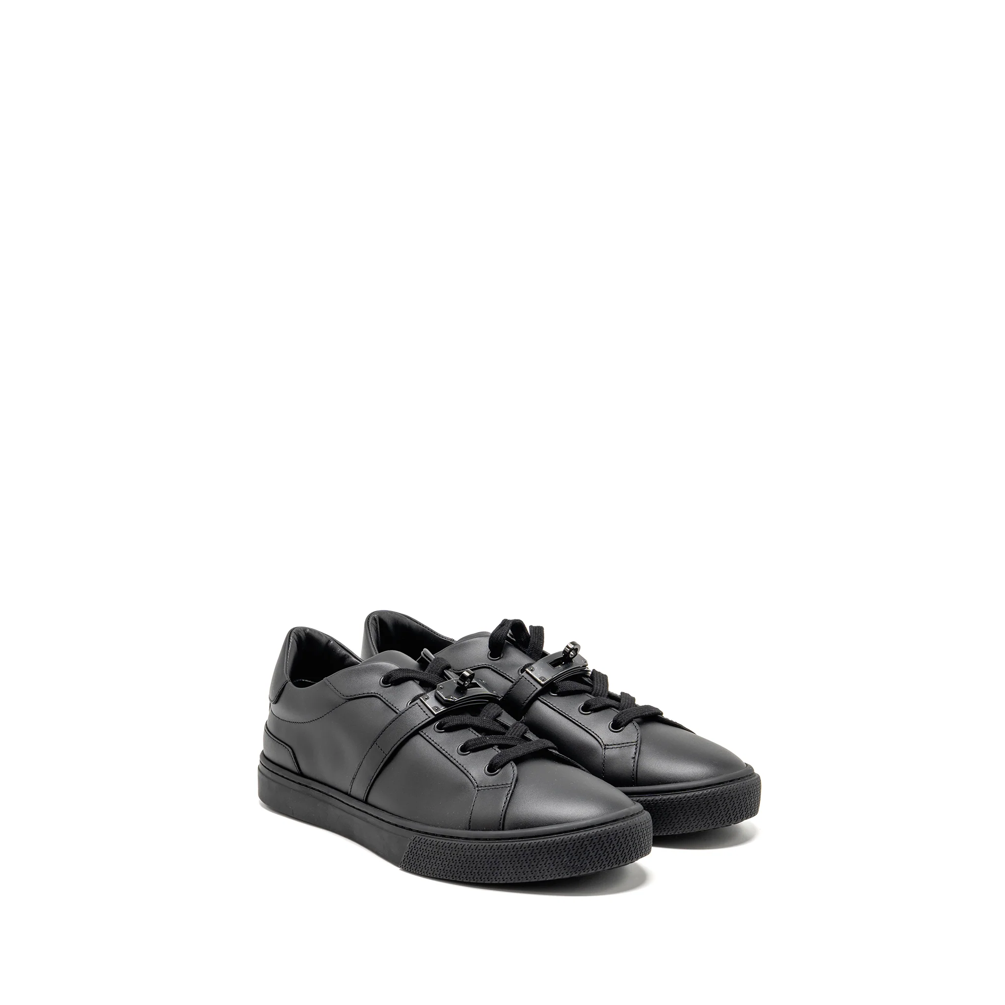Hermes size 42 day sneaker Calfskin Leather so black
