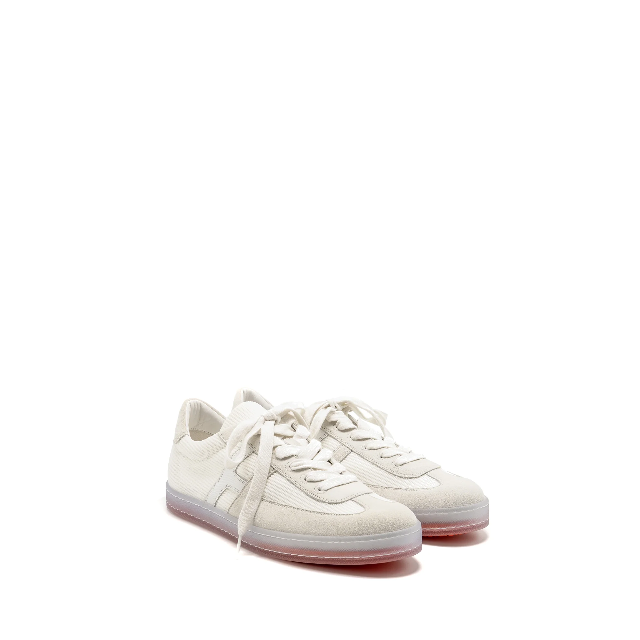 Hermes Size 44 Homme Boomerang Sneaker Mesh/ Calfskin/ Suede Blanc