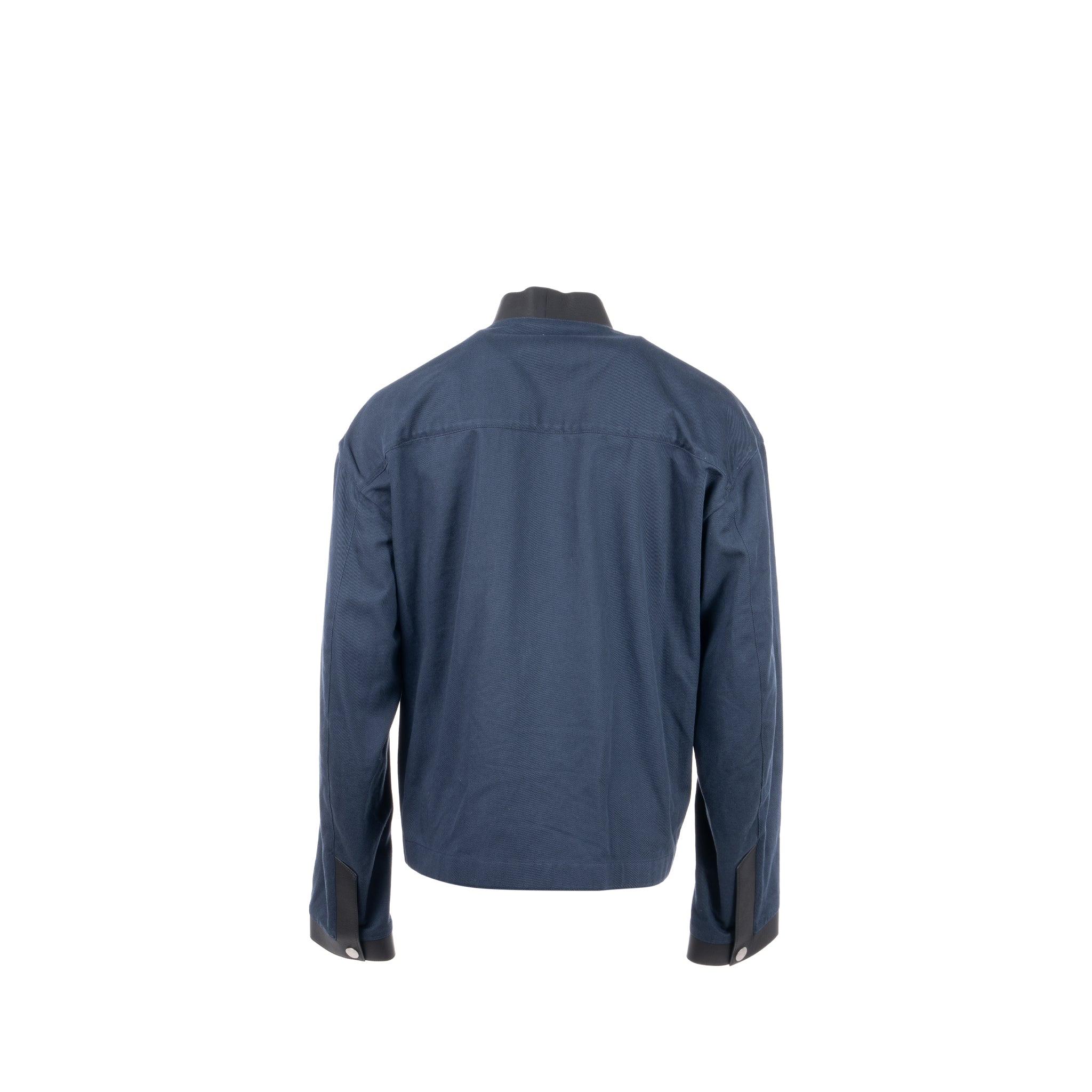 Hermes size 46 jacket with leather detail navy / black - Image 3