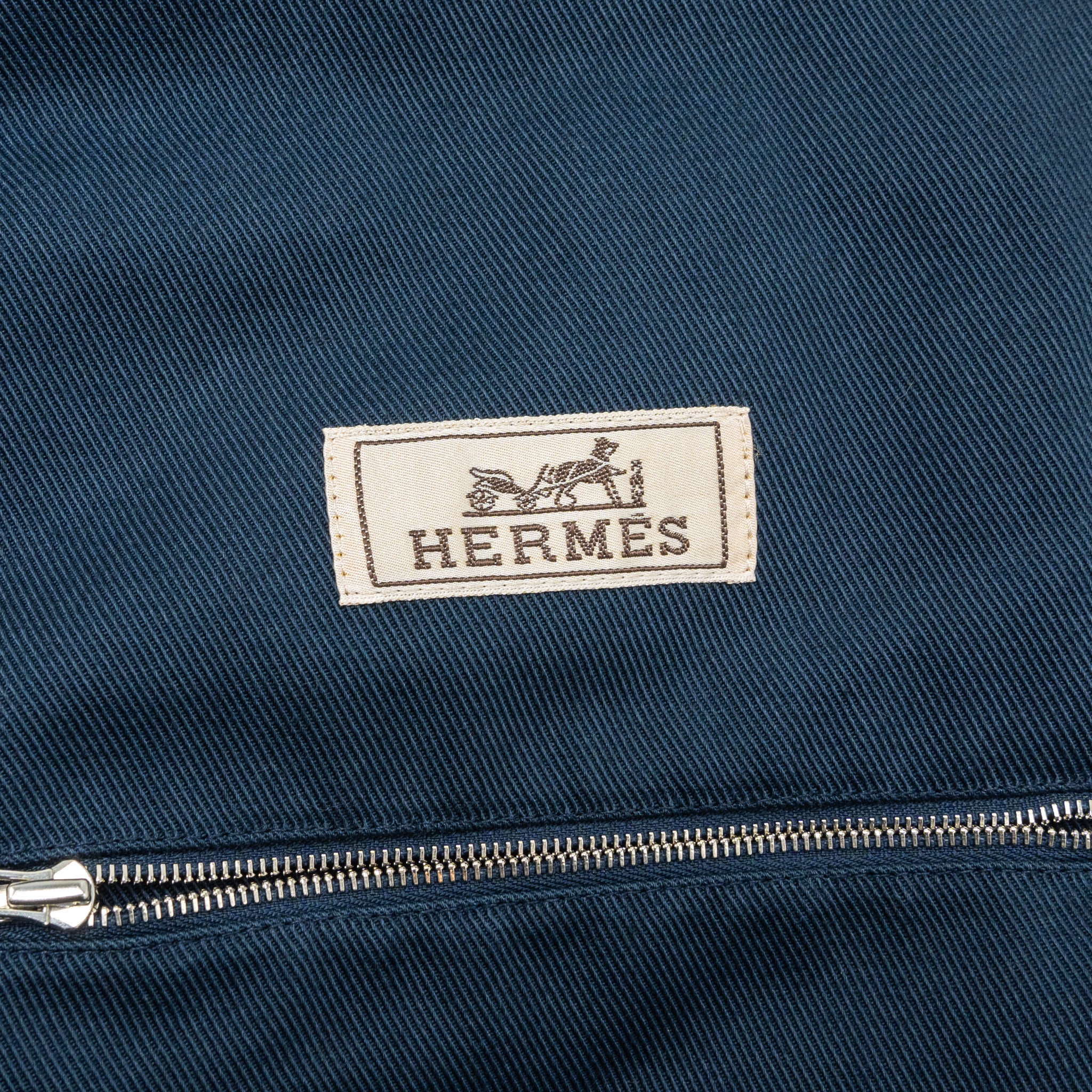 Hermes size 46 jacket with leather detail navy / black - Image 6