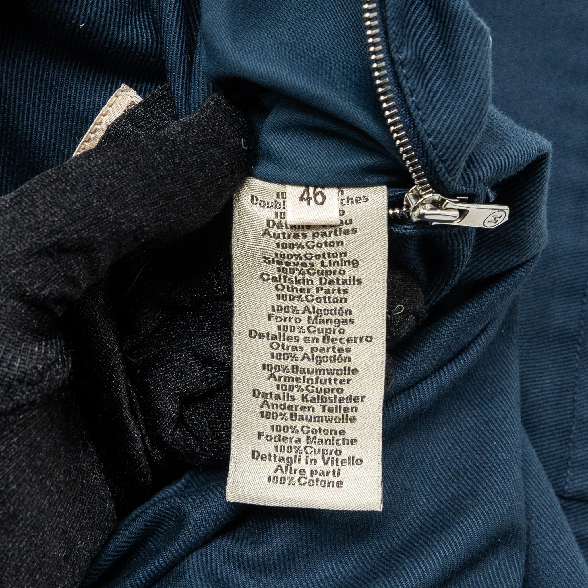 Hermes size 46 jacket with leather detail navy / black - Image 7