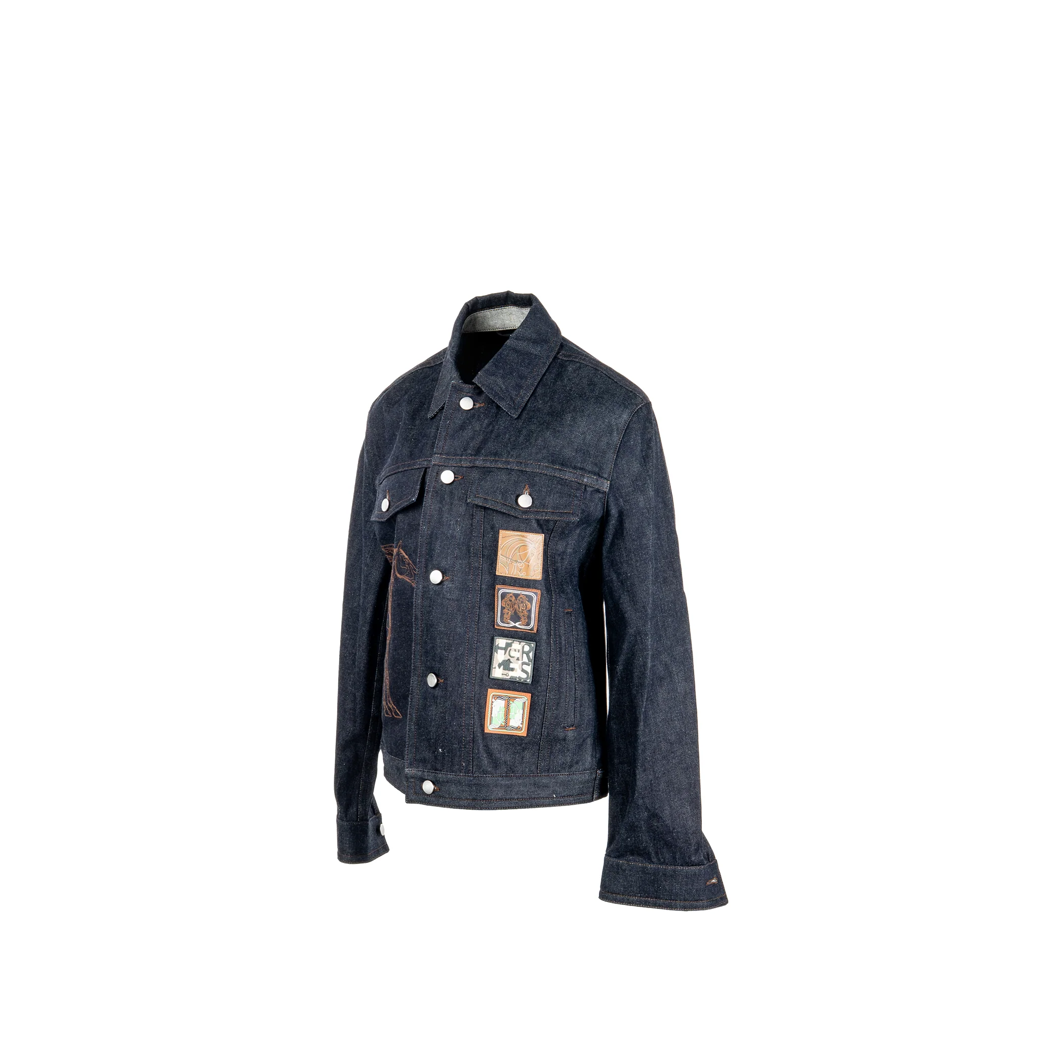 Hermes size 48 Blouson Icones au Carre Denim jacket cotton indigo SHW - Image 2