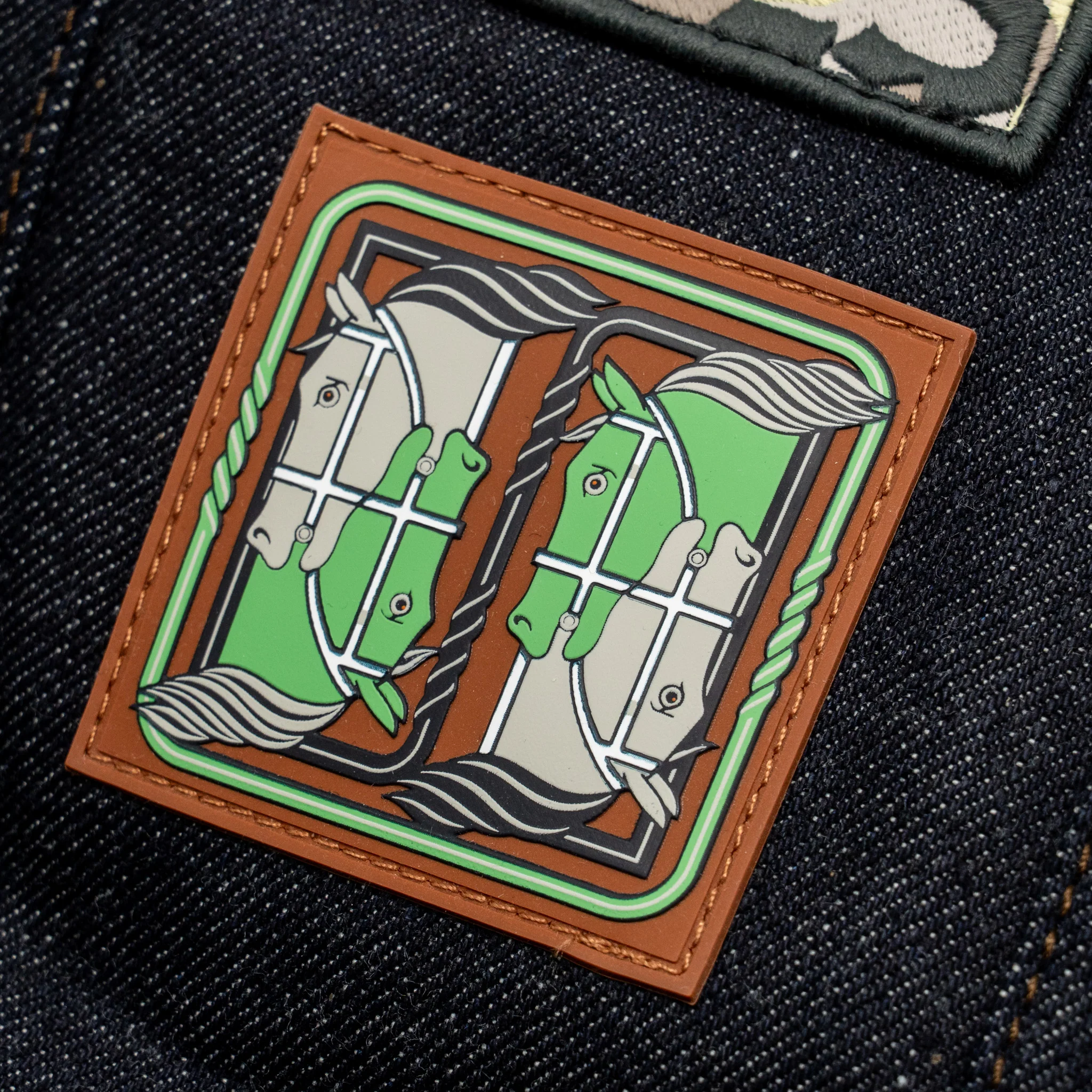Hermes size 48 Blouson Icones au Carre Denim jacket cotton indigo SHW - Image 5