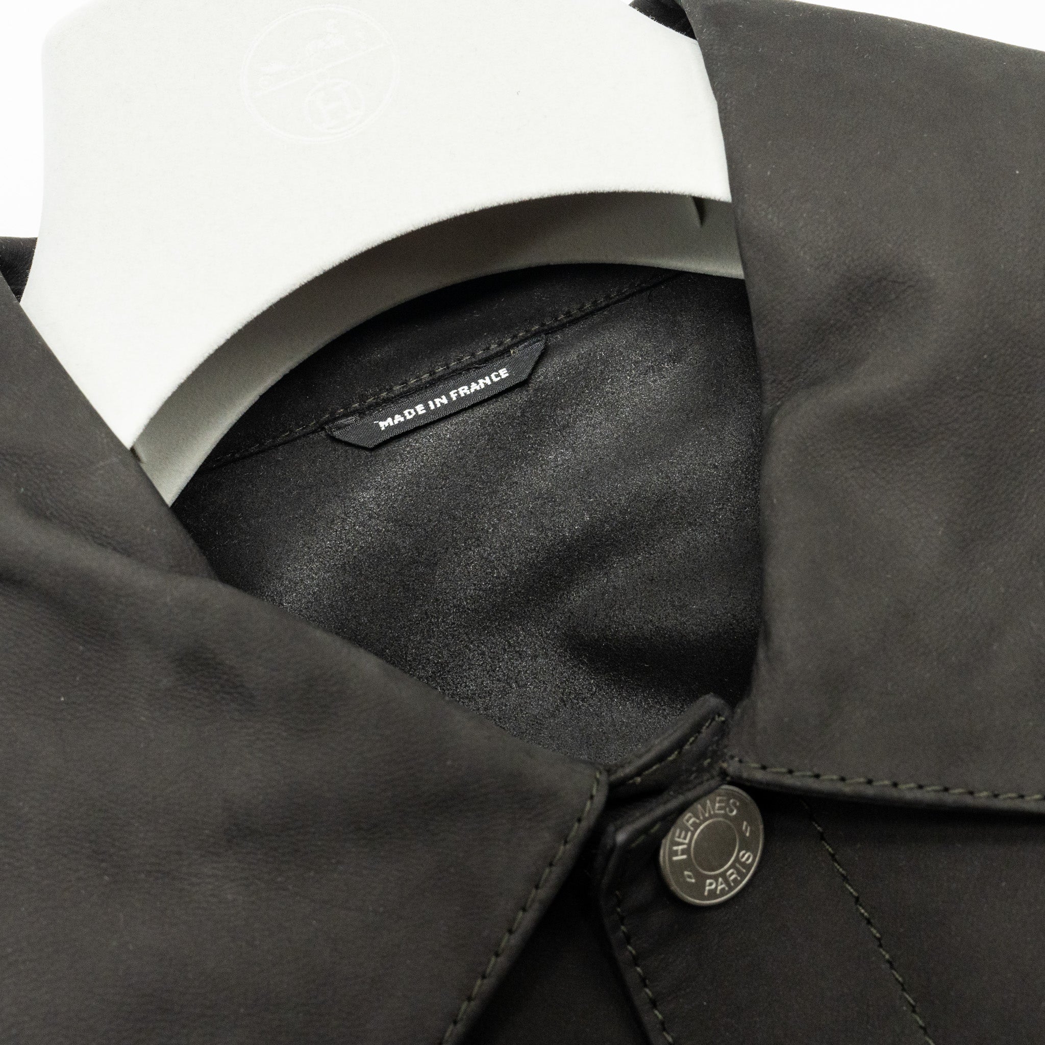 Hermes size 50 mesh surligne shirt calfskin/Cotton black - Image 5