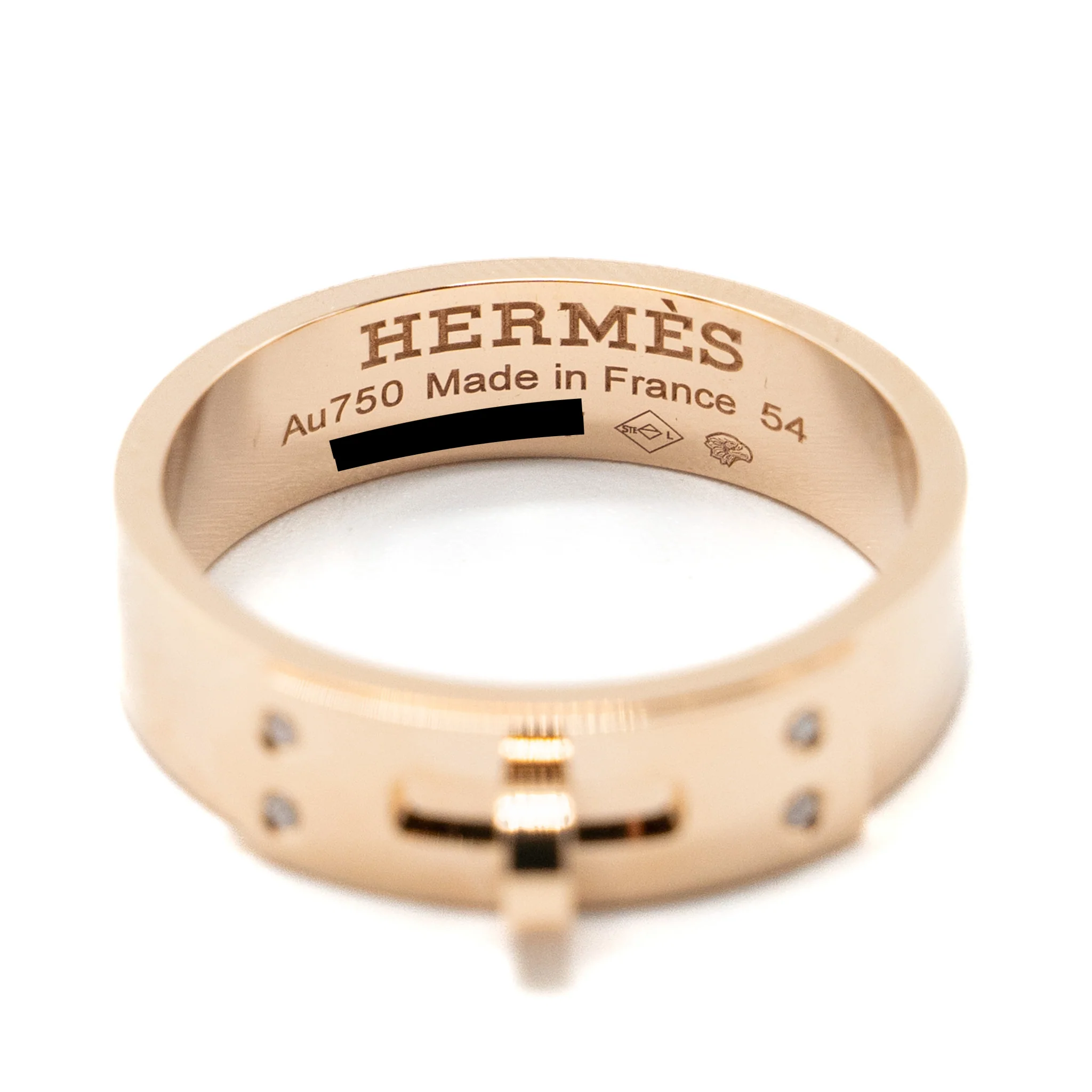 Hermes size 54 Kelly ring, small model rose gold with 4 diamonds - Image 4