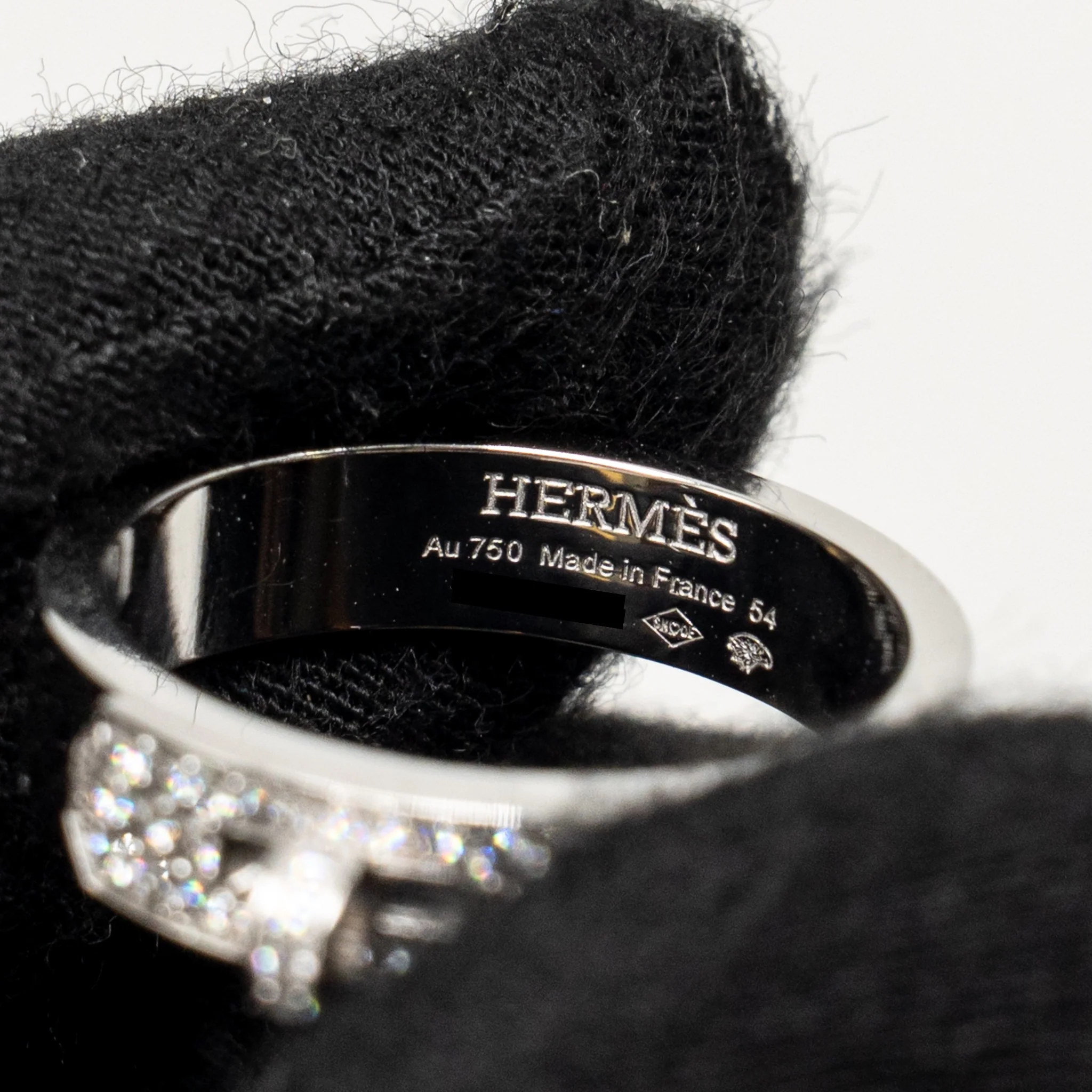 Hermes Size 54 Kelly Ring White Gold Didmonds - Image 6