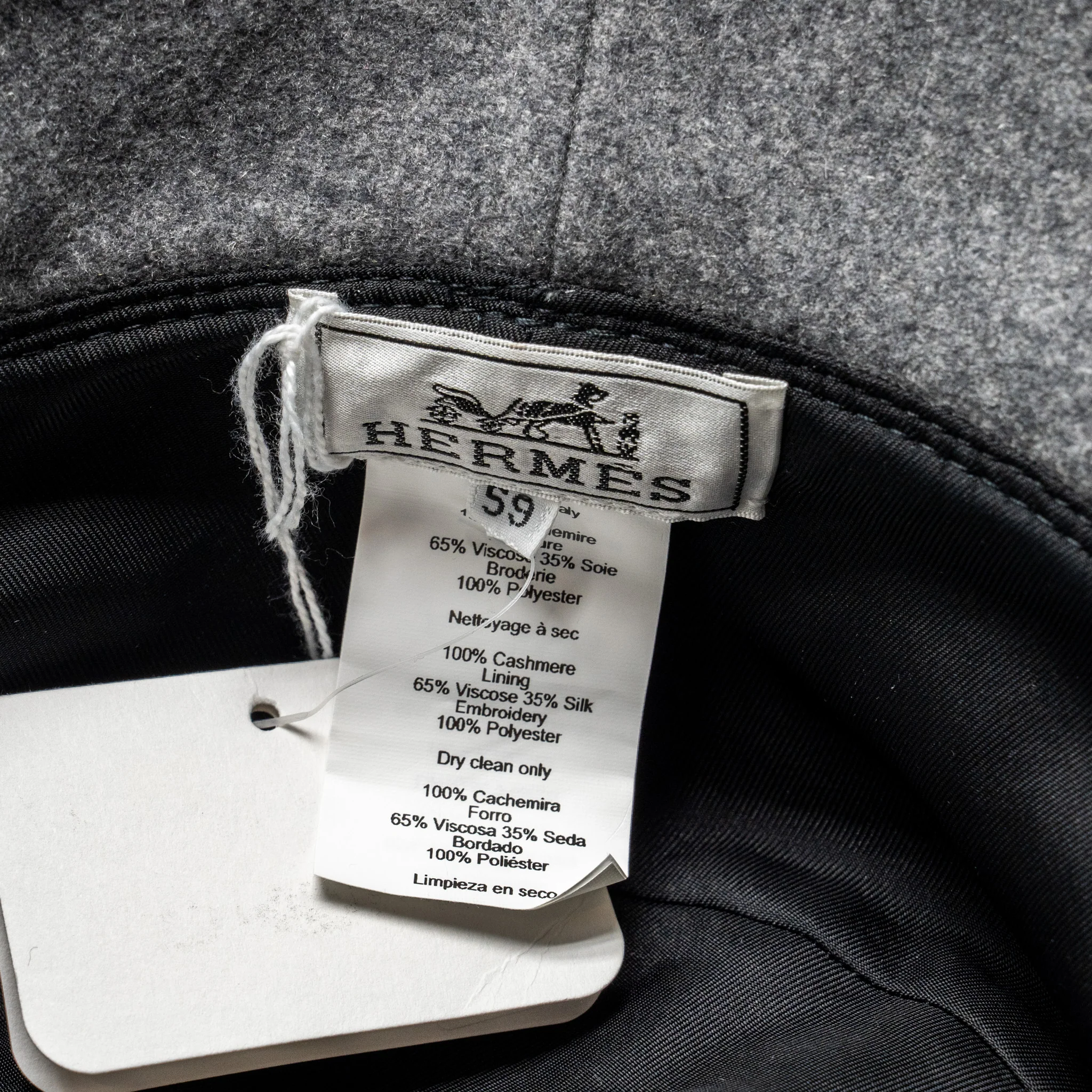 Hermes Size 59 Debbie Charms Bucket Hat Cashmere Charbon - Image 6