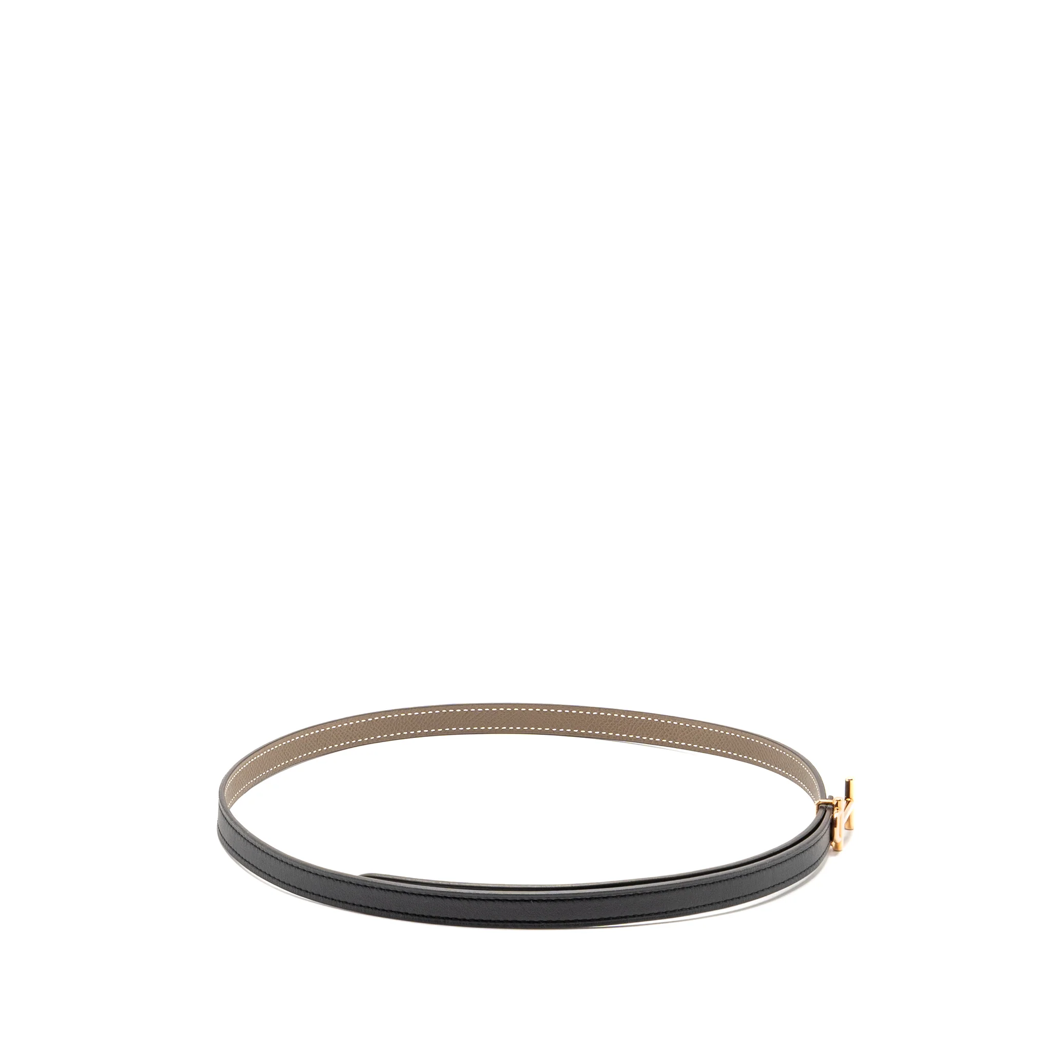 Hermes Size 85 13mm Gamma Belt Buckle & Reversible Leather Strap Etoupe/Black RGHW Stamp Z - Image 3