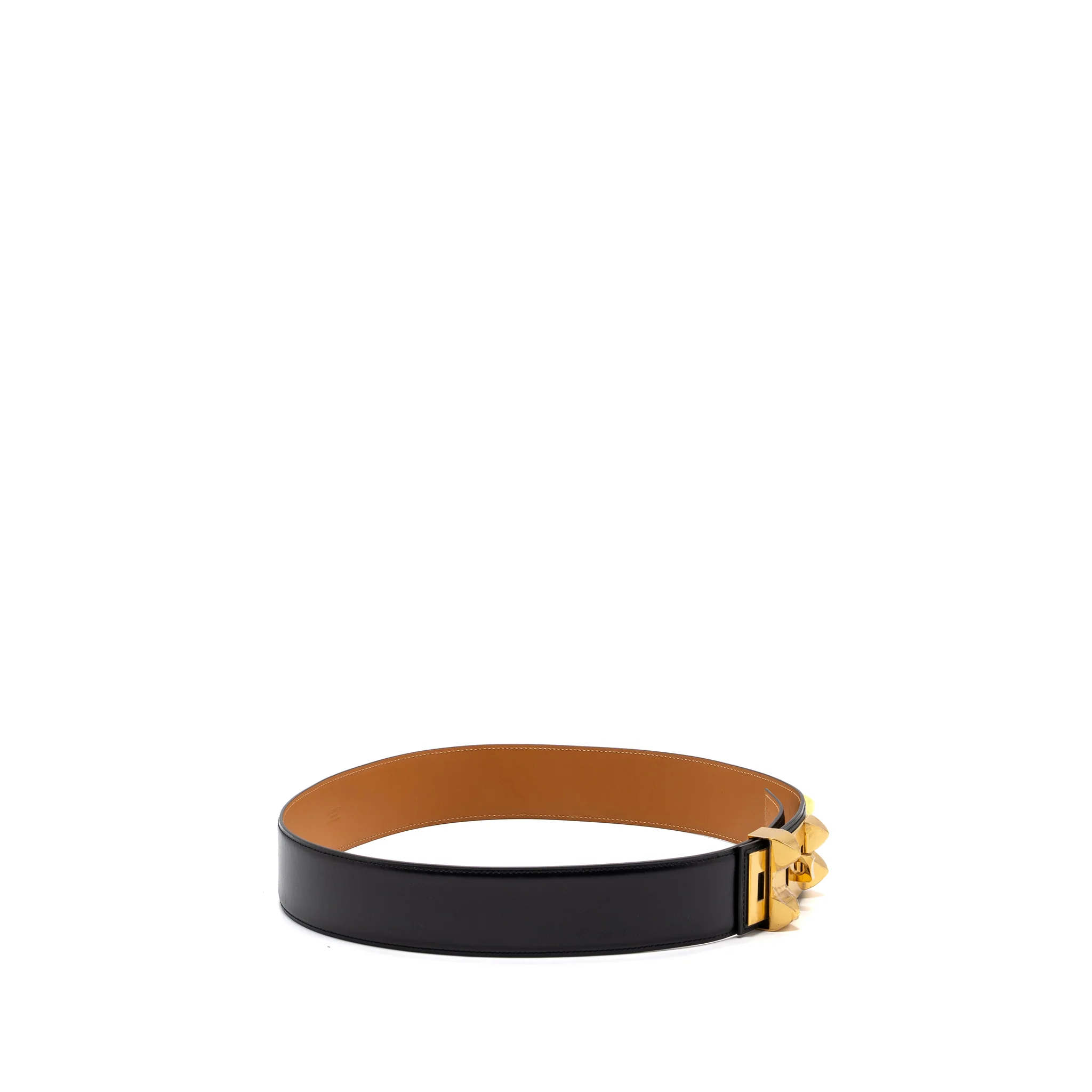 Hermes Size 90 Collier De Chien 50 Belt Box Calfskin Black GHW Stamp Square Q - Image 3