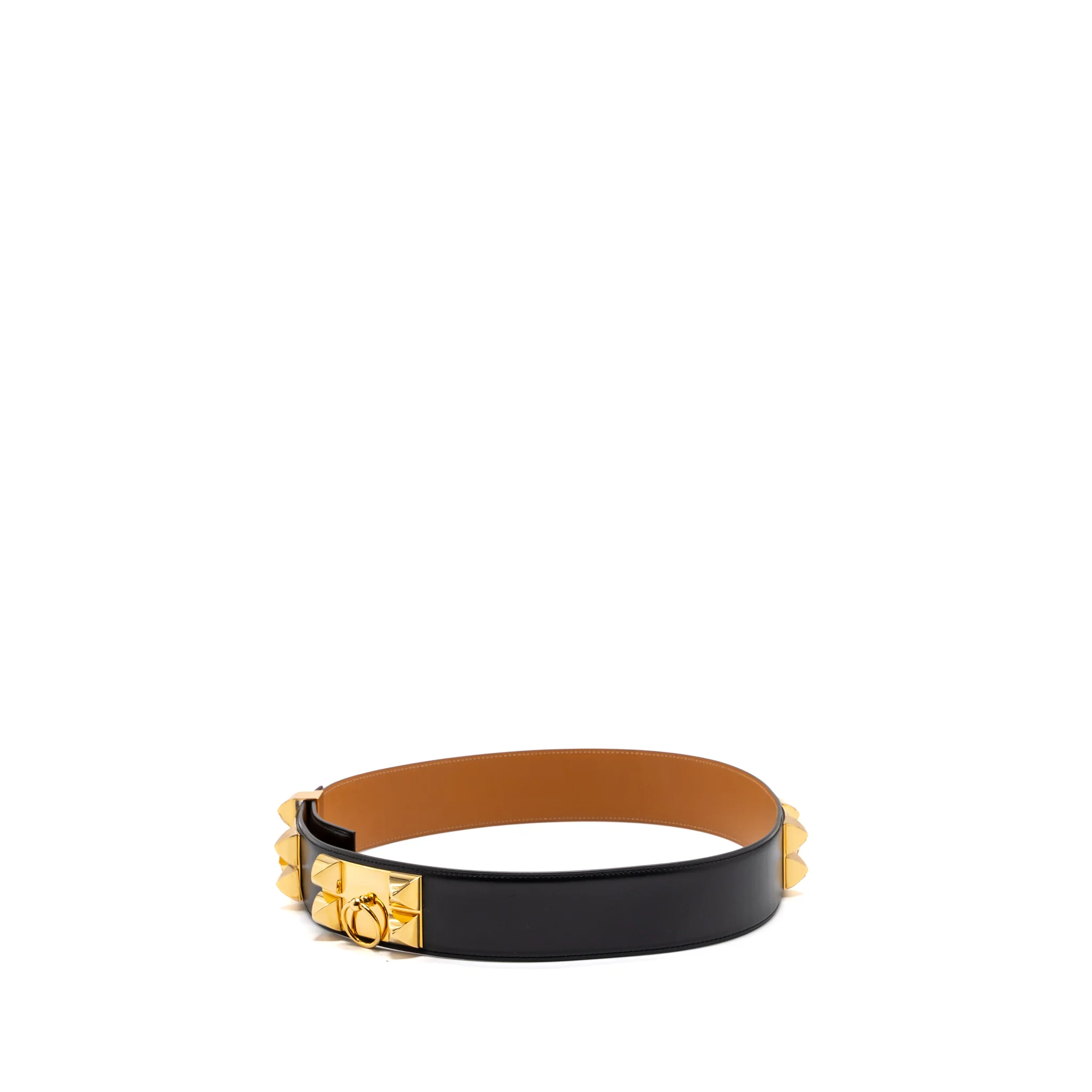 Hermes Size 90 Collier De Chien 50 Belt Box Calfskin Black GHW Stamp Square Q - Image 4