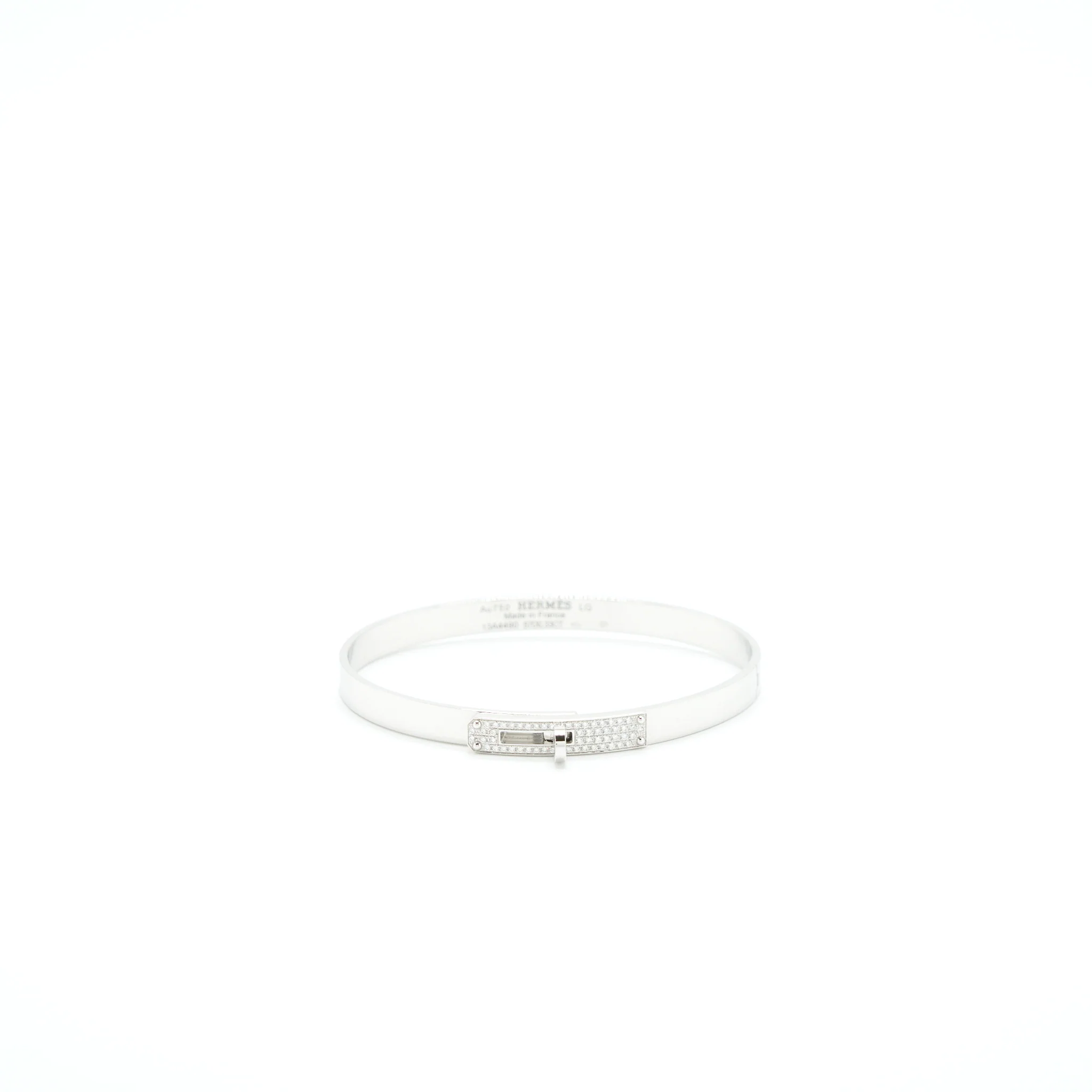 Hermes Size LG Kelly Bracelet, Small Model In White Gold With Diamonds - Image 2