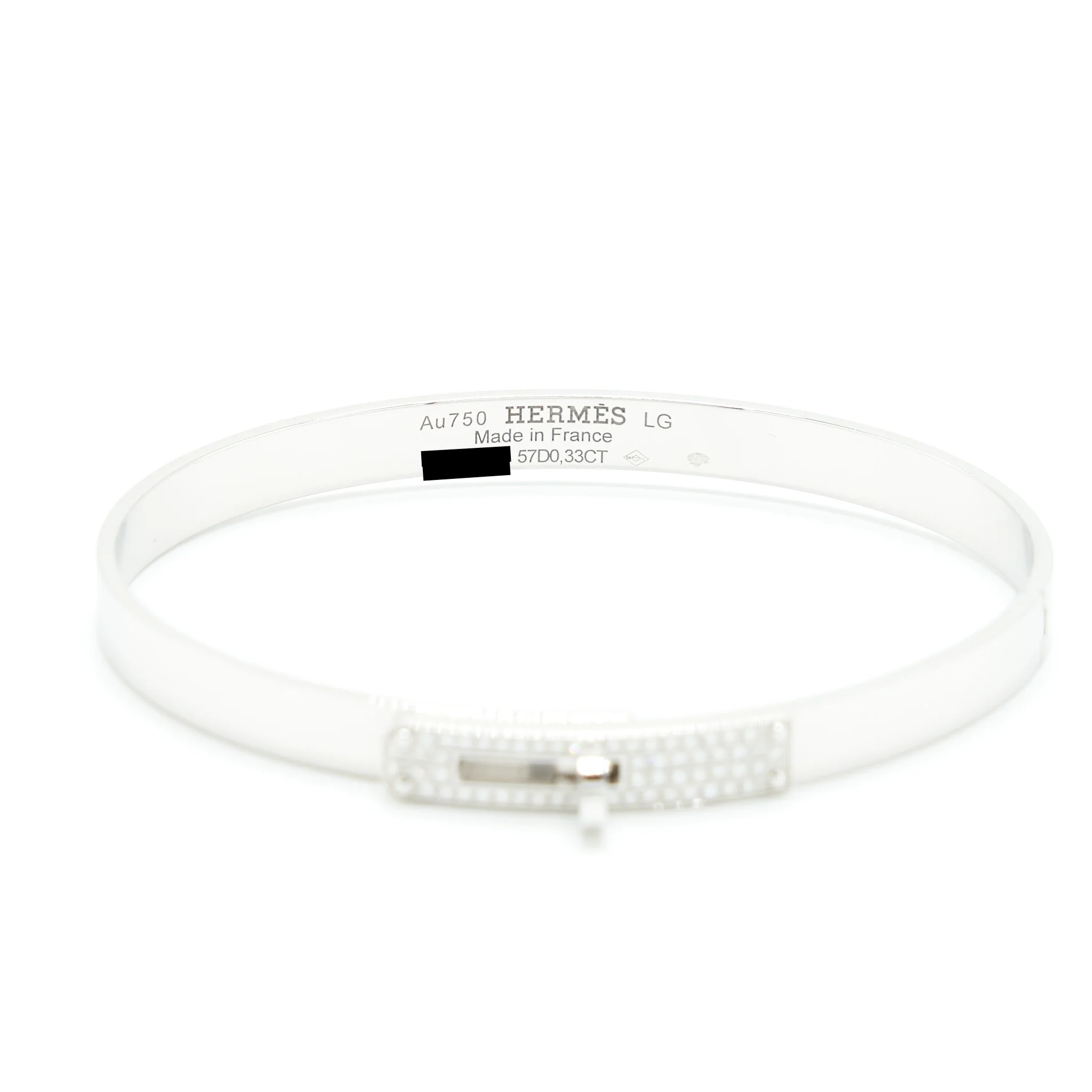Hermes Size LG Kelly Bracelet, Small Model In White Gold With Diamonds - Image 4