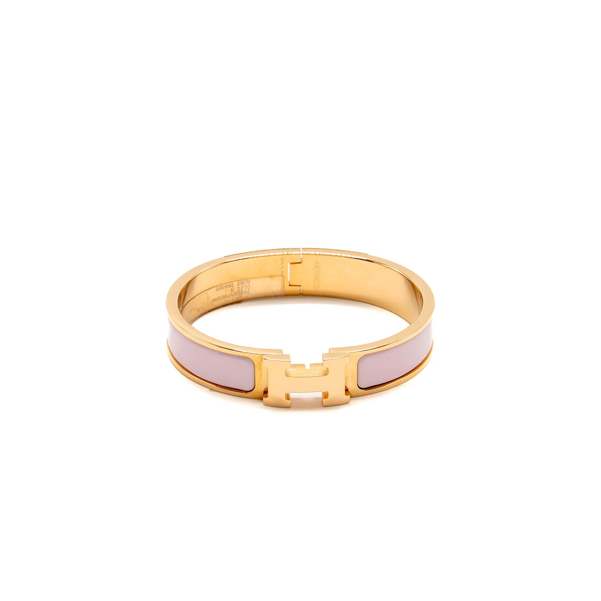 Hermes Size PM Clic H Bracelet Rose Dragee RGHW