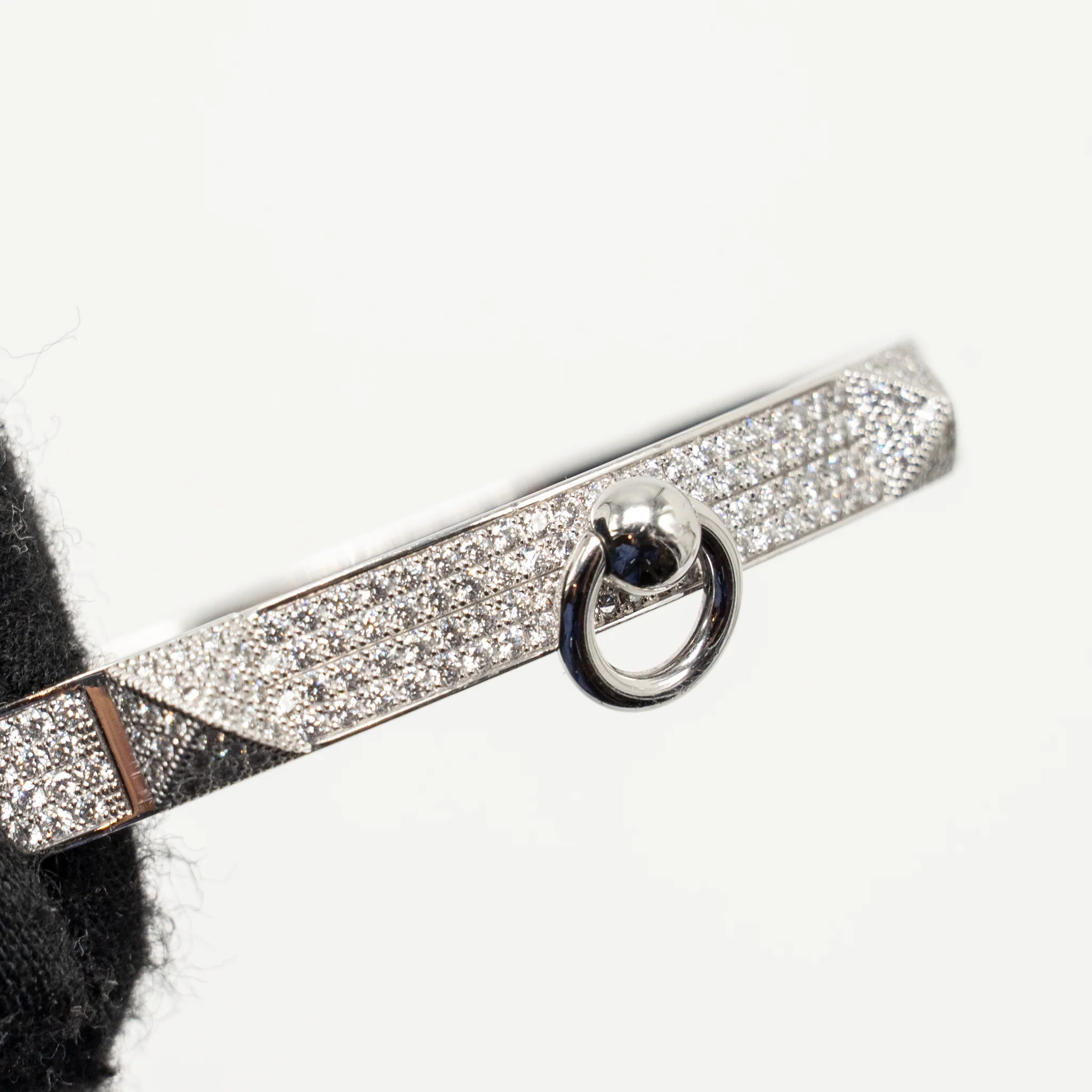 Hermes size SH Collier De Chien Bracelet, Small Model white gold with full diamonds - Image 5