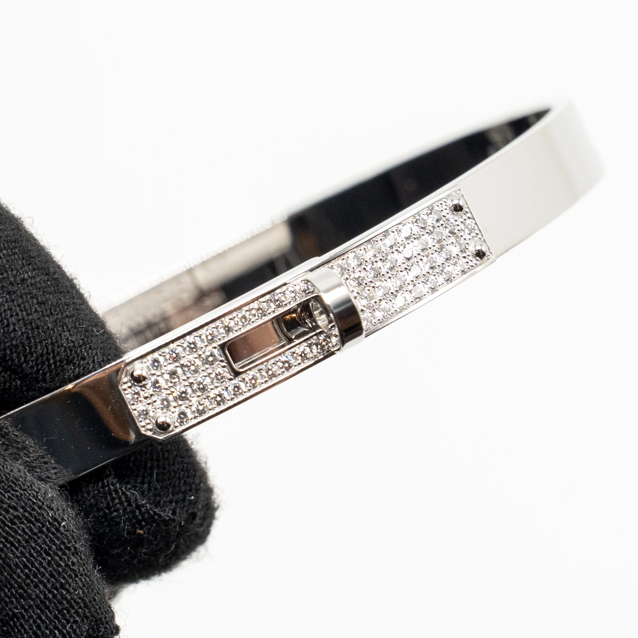 Hermes Size SH Kelly Bracelet, Small Model, White Gold/Diamonds - Image 5