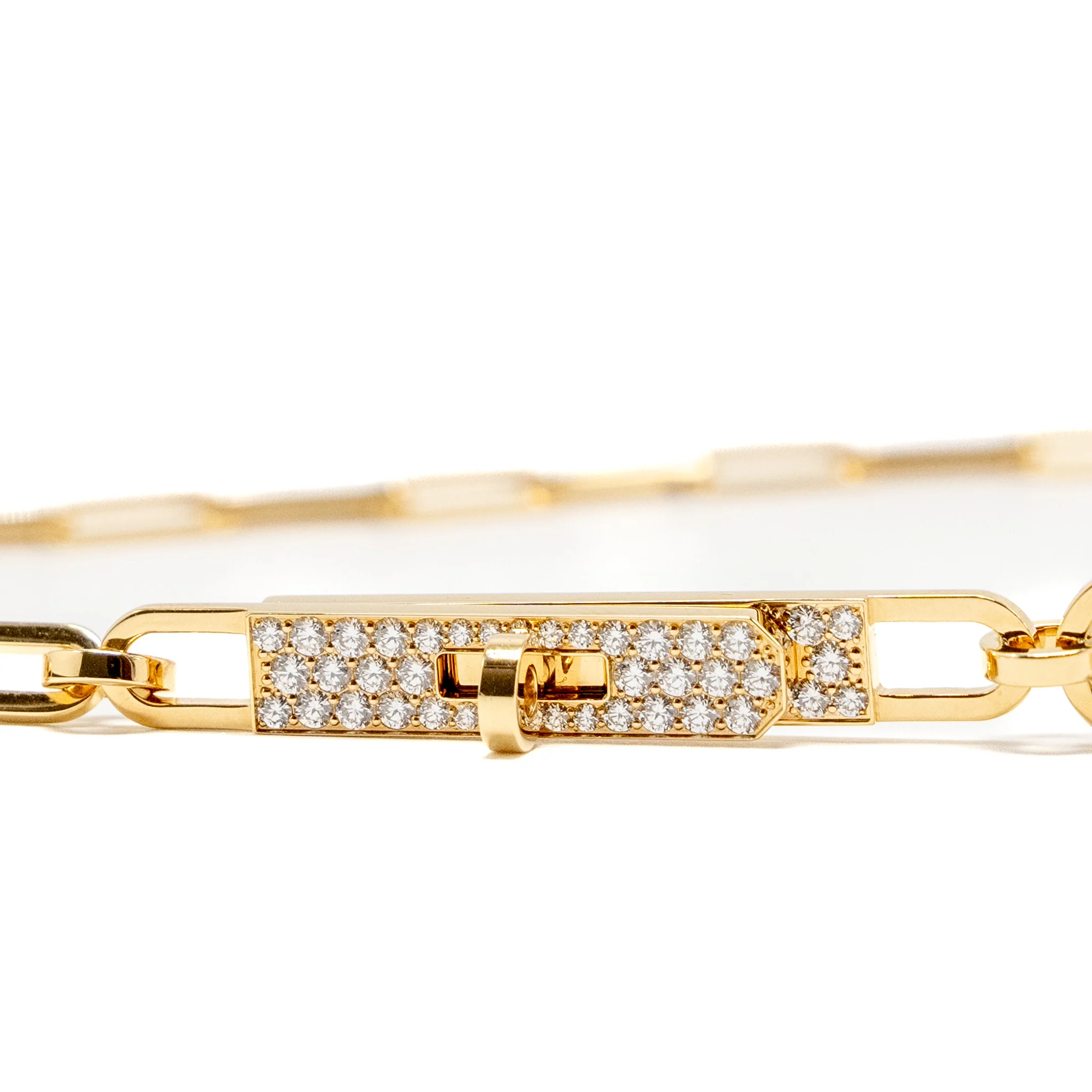 Hermes Size ST Kelly Chaine Lariat Necklace, Small Model, Yellow Gold/ Diamonds - Image 4