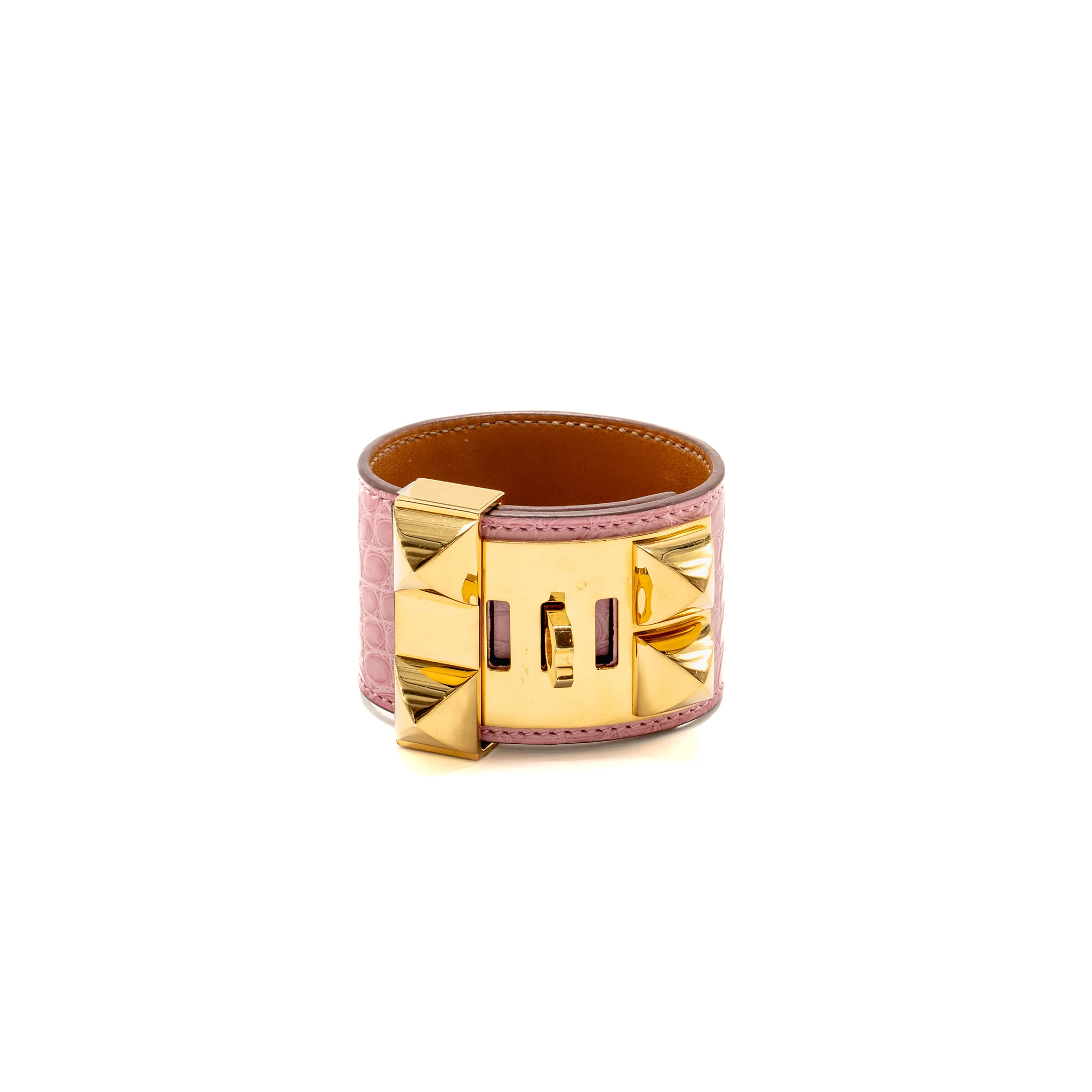 Hermes Size T2 Collier De Chien Bracelet Alligator Mississippiensis Pink GHW Stamp C - Image 2