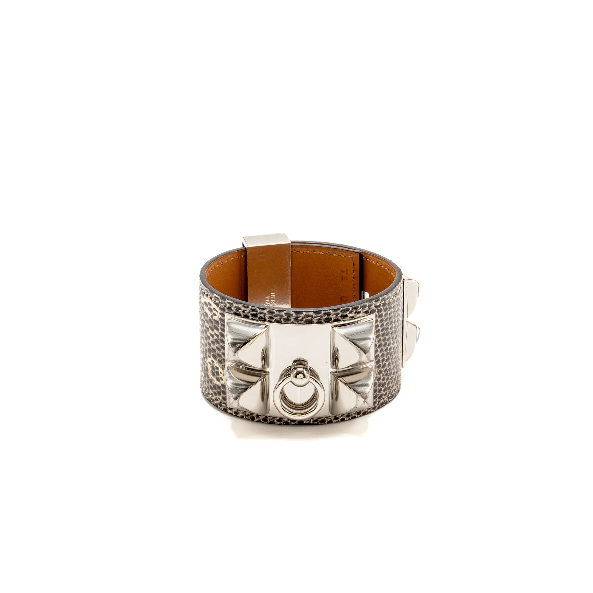 Hermes size T2 collier de chien cuff bracelet ombré lizard SHW stamp C