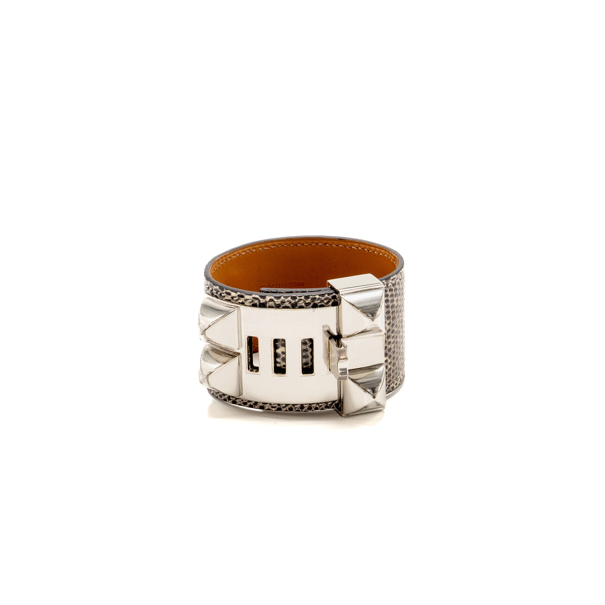 Hermes size T2 collier de chien cuff bracelet ombré lizard SHW stamp C - Image 2