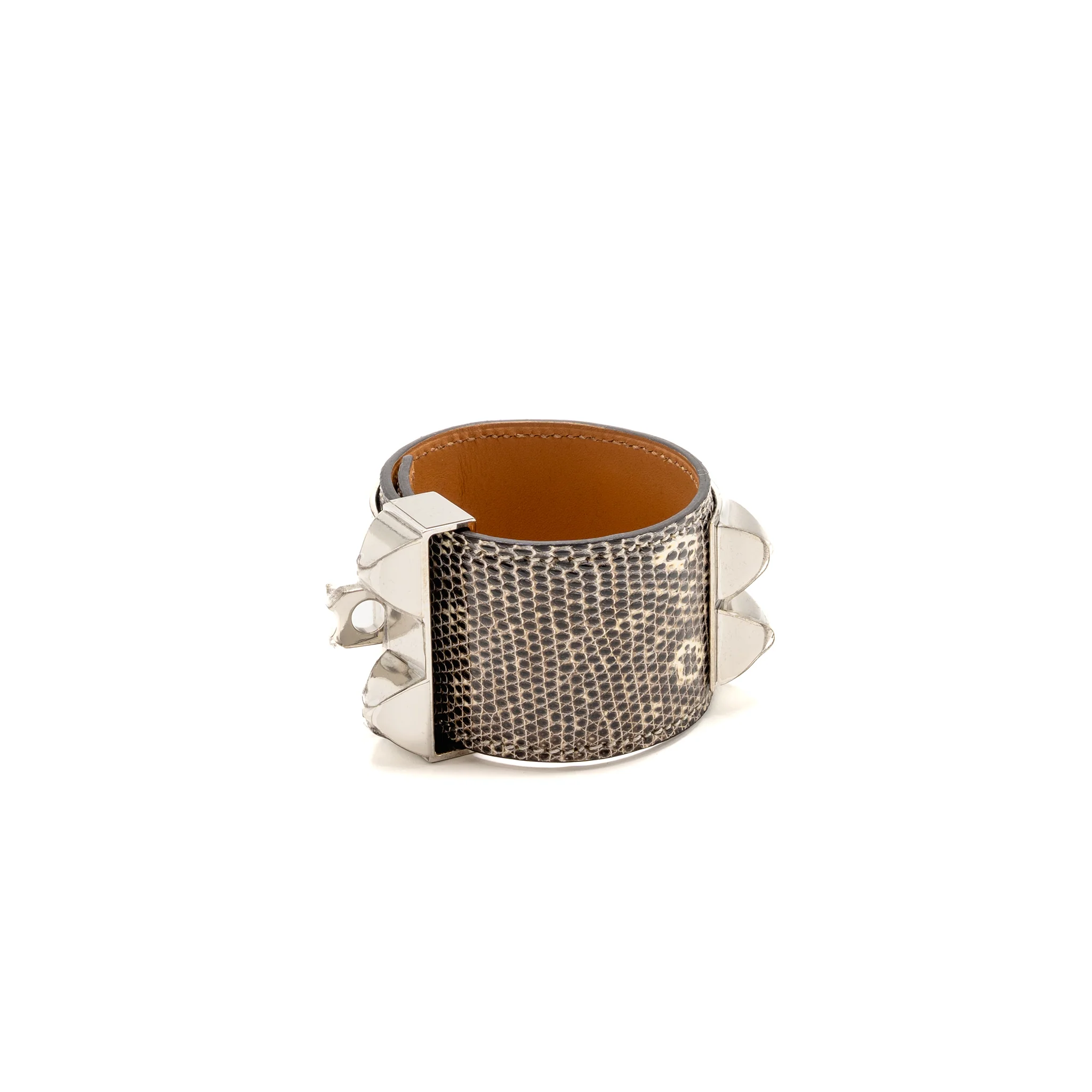 Hermes size T2 collier de chien cuff bracelet ombré lizard SHW stamp C - Image 3