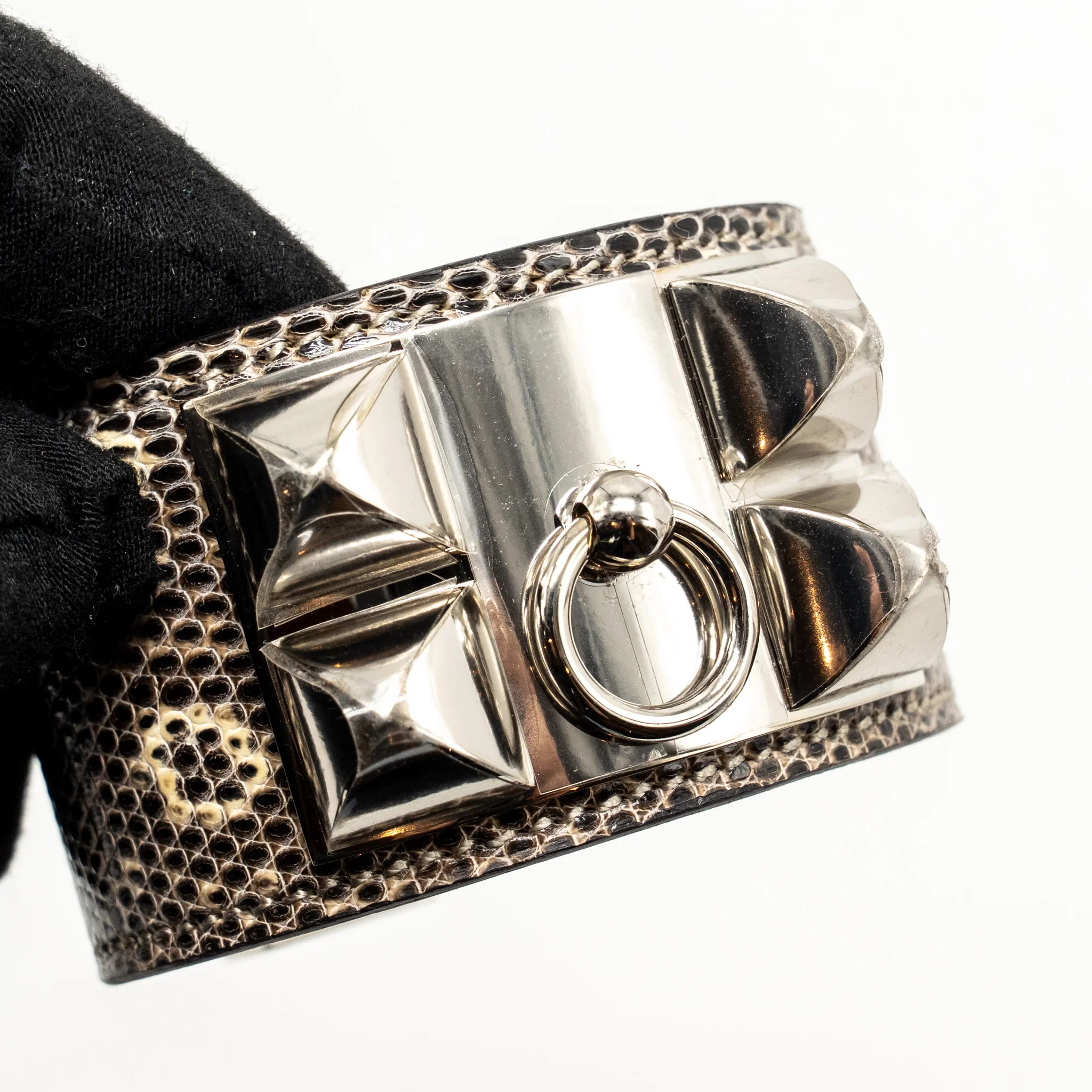 Hermes size T2 collier de chien cuff bracelet ombré lizard SHW stamp C - Image 4