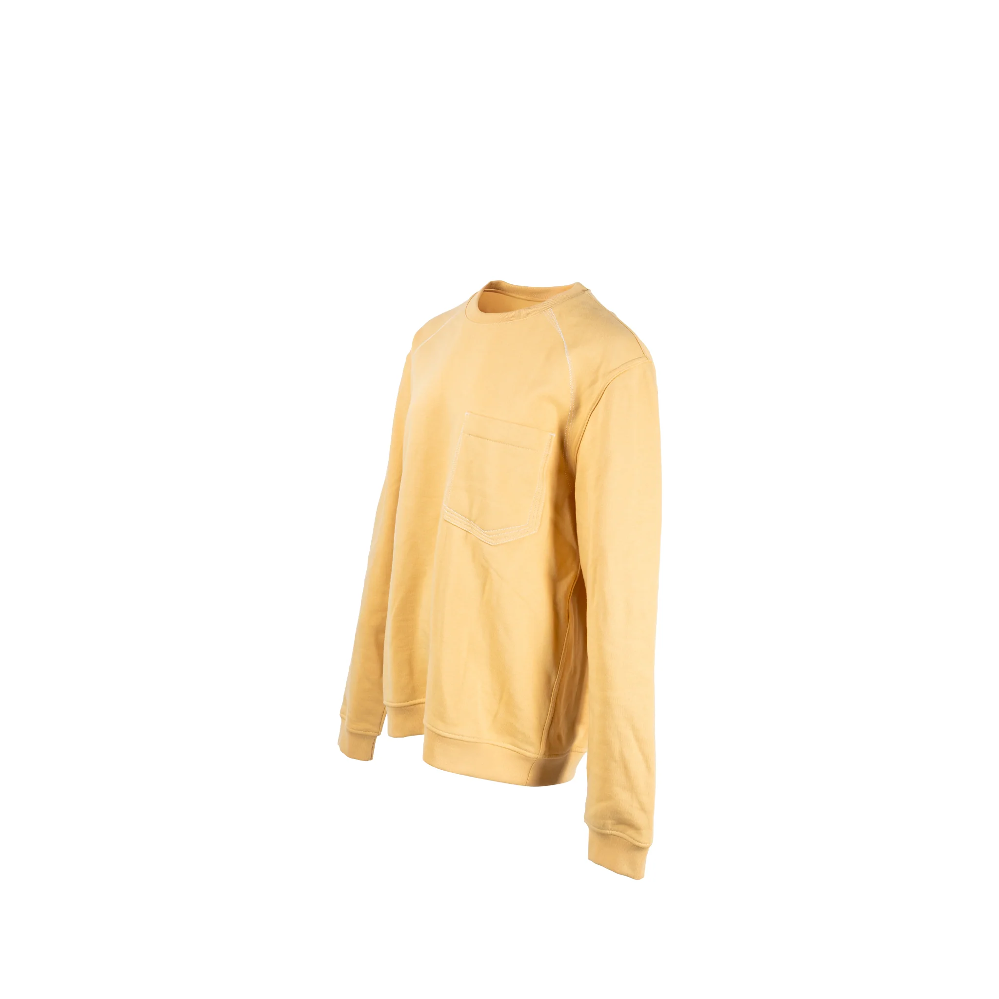 Hermes Size XL White Stitching Front Pocket Sweatshirt Cotton Yellow - Image 3