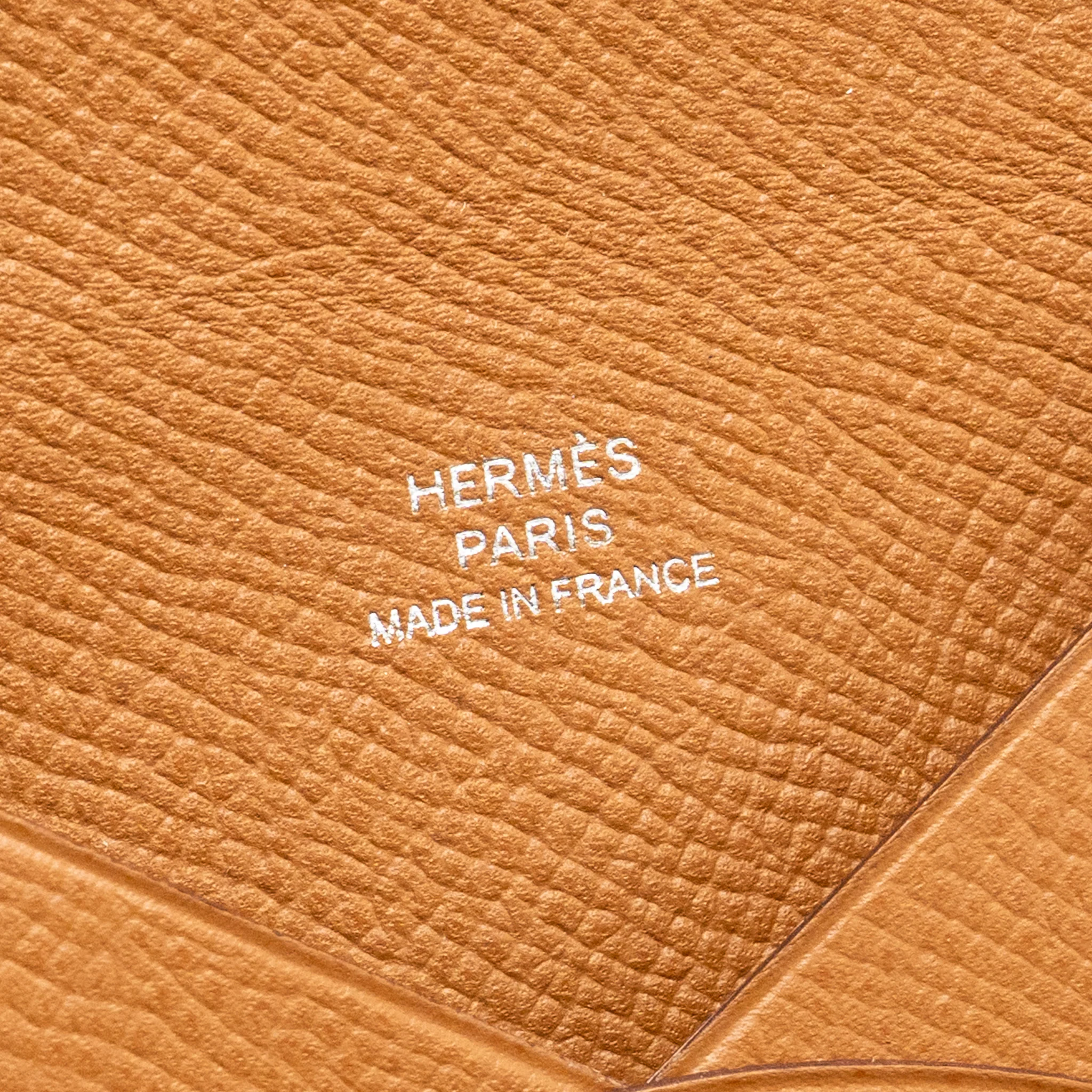 Hermes Calvi Card Holder Epsom Gold SHW Stamp T - Image 7