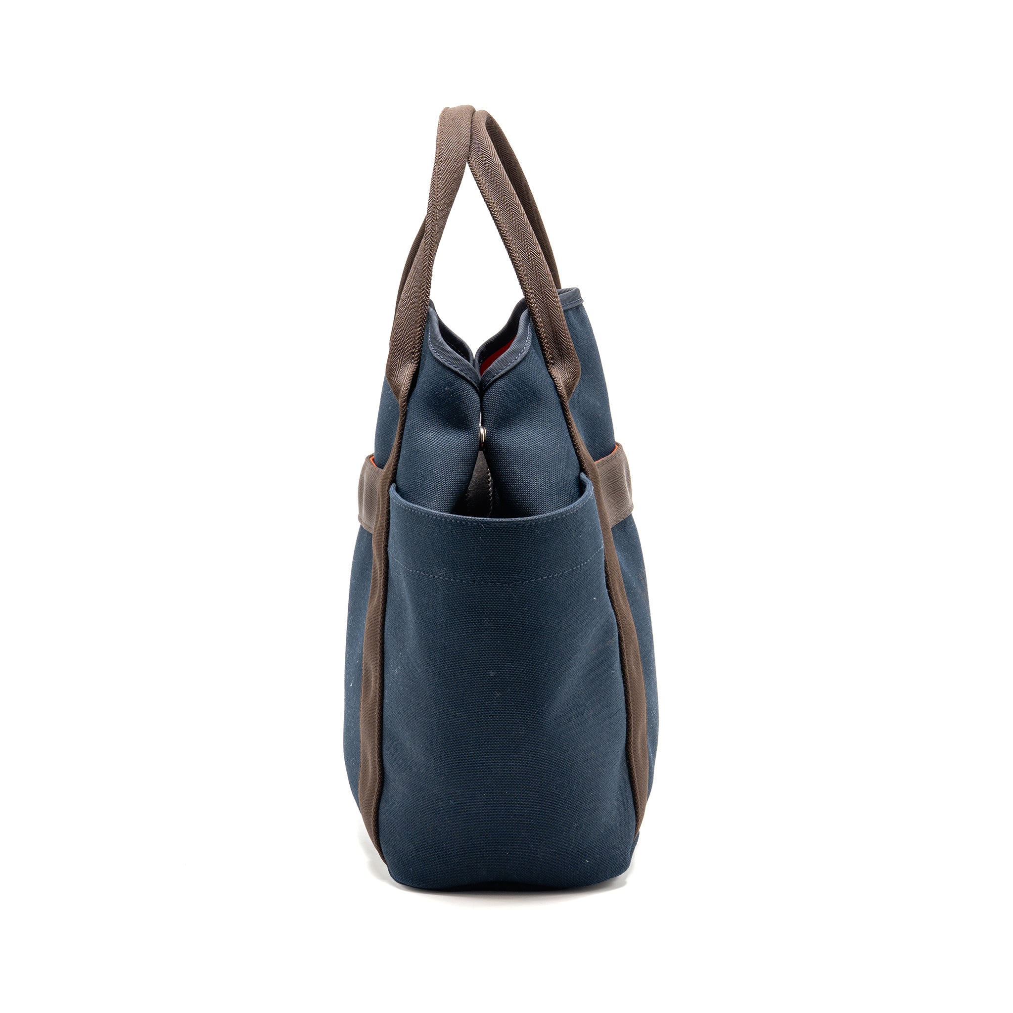 Hermes the grooming bag canvas bleu navy/feu SHW stamp A - Image 3