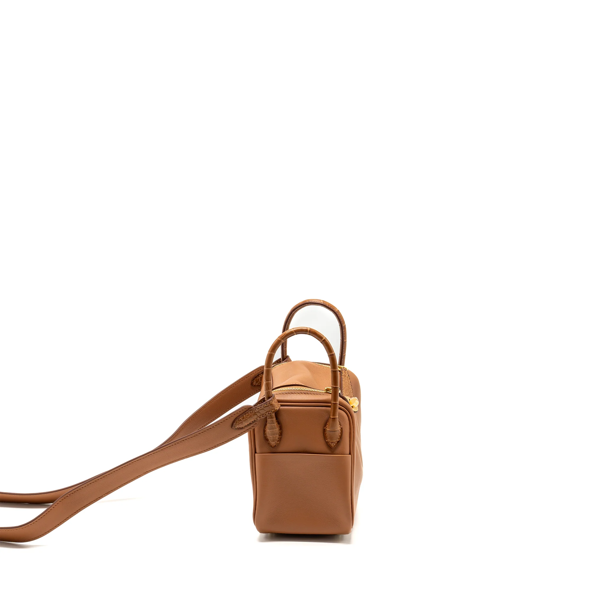 Hermes touch mini lindy Swift/alligator Mississippiensis Matte Gold GHW stamp Z - Image 3