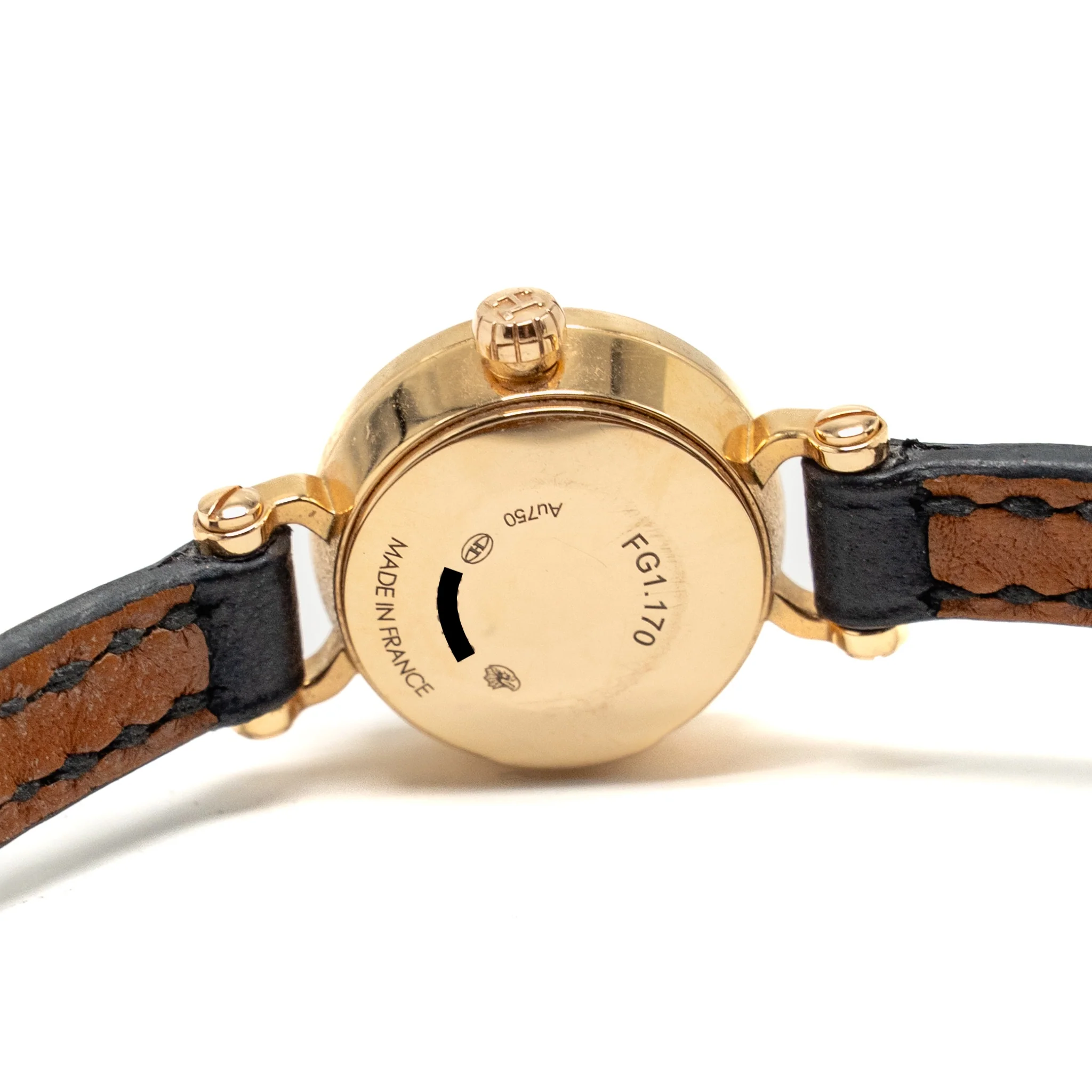 Hermes Faubourg Watch, Mini Model, 15mm Rose Gold/Diamond with Black Calfskin Strap - Image 7