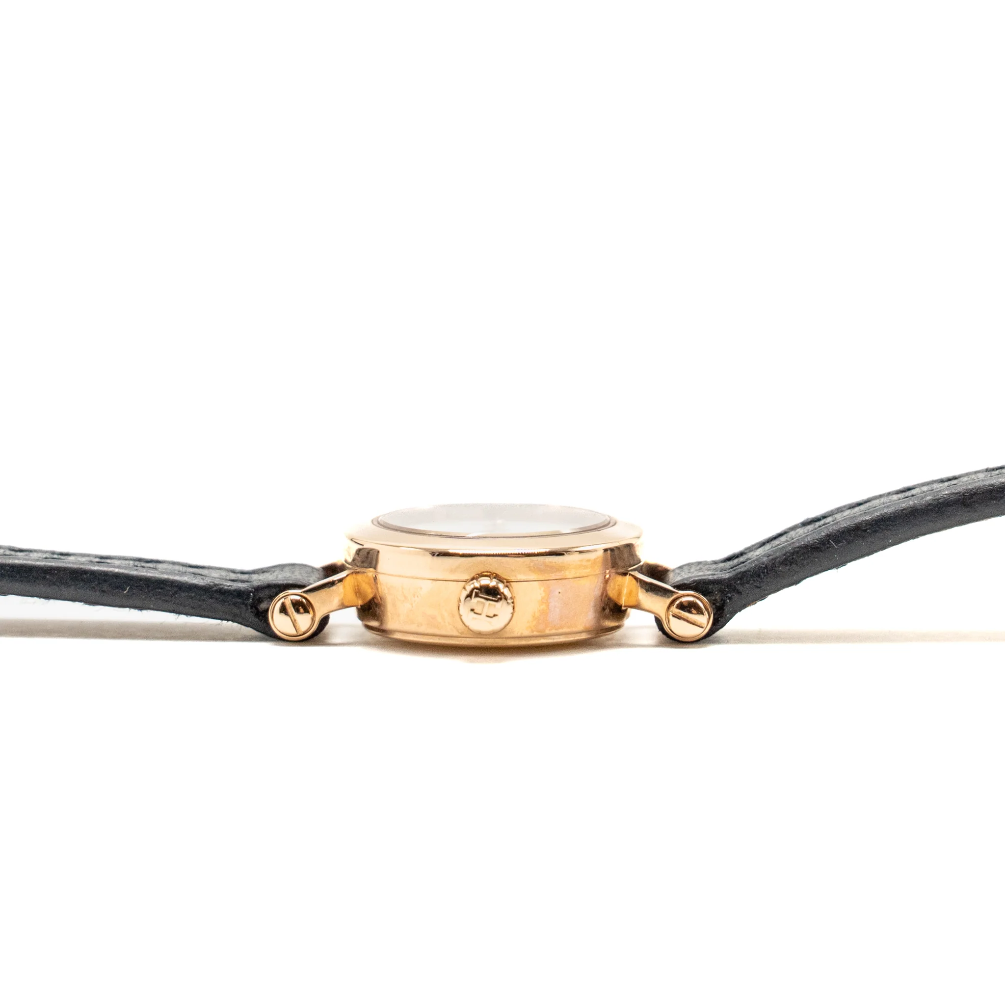 Hermes Faubourg Watch, mini Model, 15mm Rose Gold/Diamond with Black Calfskin Strap - Image 3