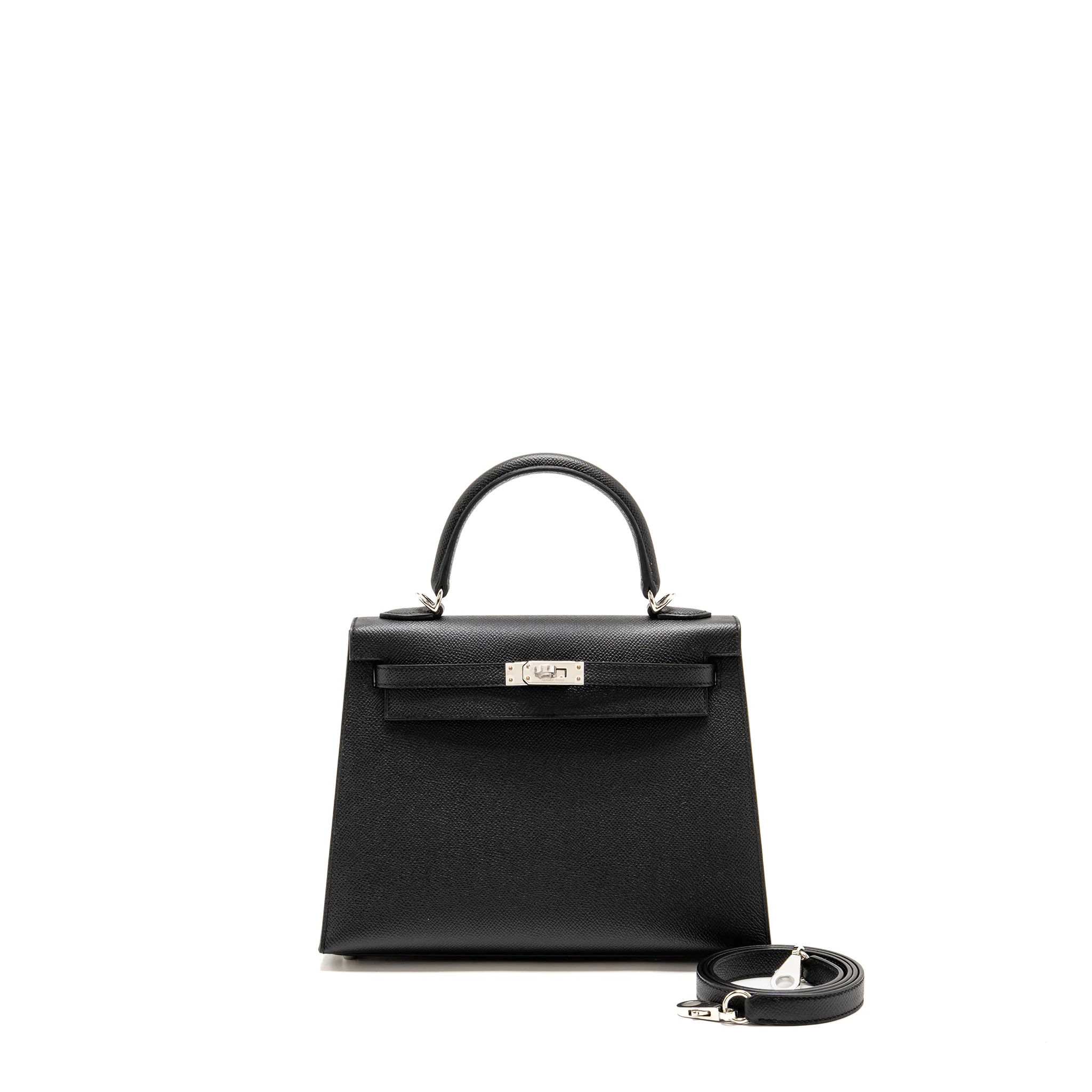 Hermes kelly 25 Epsom black SHW stamp K