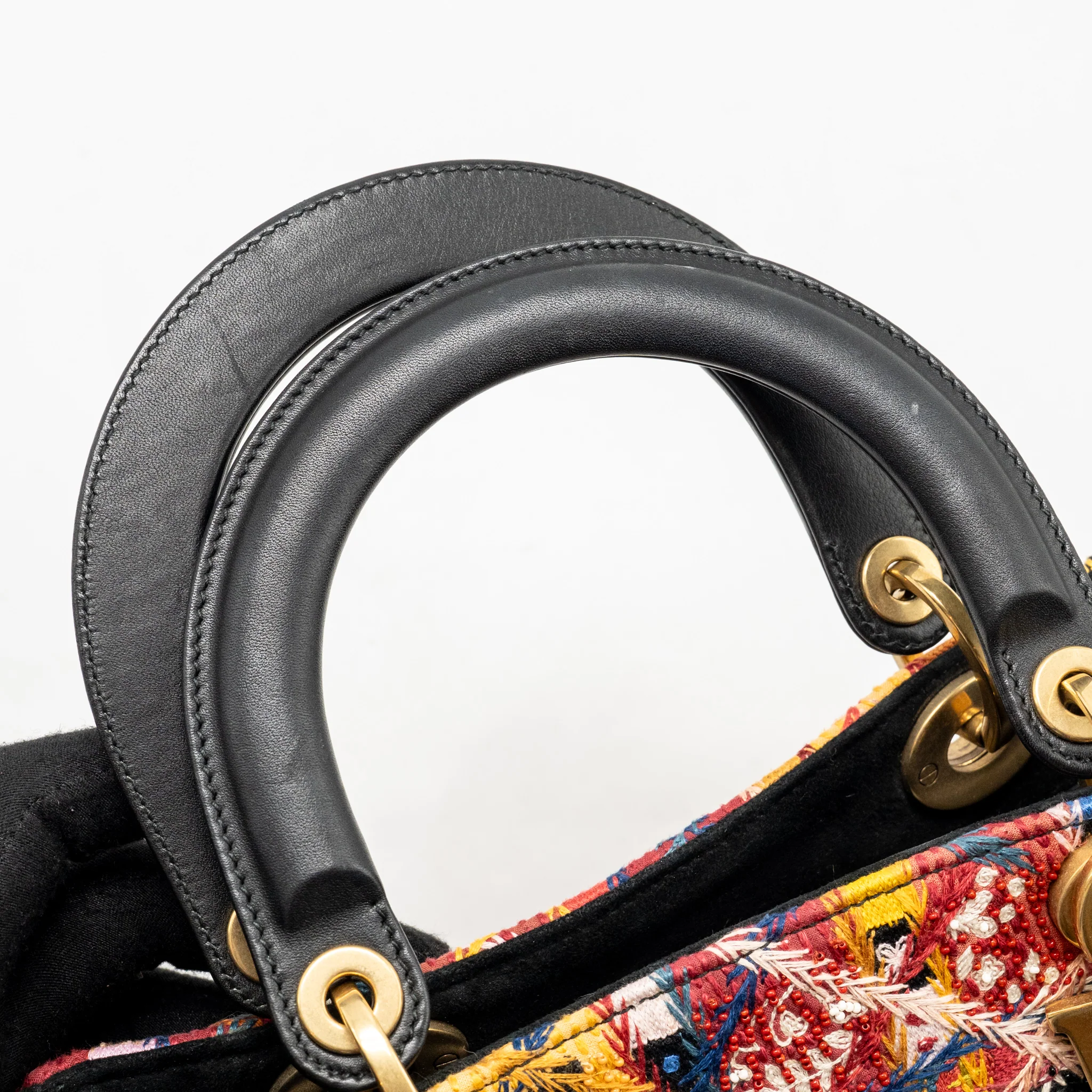 Dior Medium Lady Dior Peace and Love Limited Edition Embroidered Canvas/Leather Multicolour GHW - Image 12