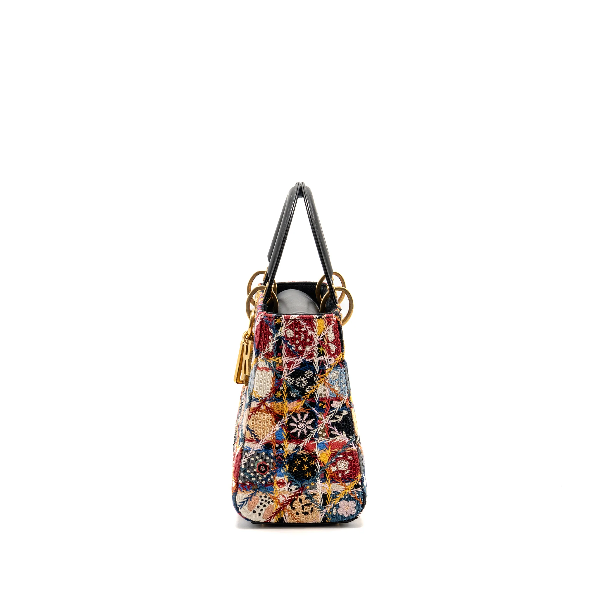 Dior Medium Lady Dior Peace and Love Limited Edition Embroidered Canvas/Leather Multicolour GHW - Image 4