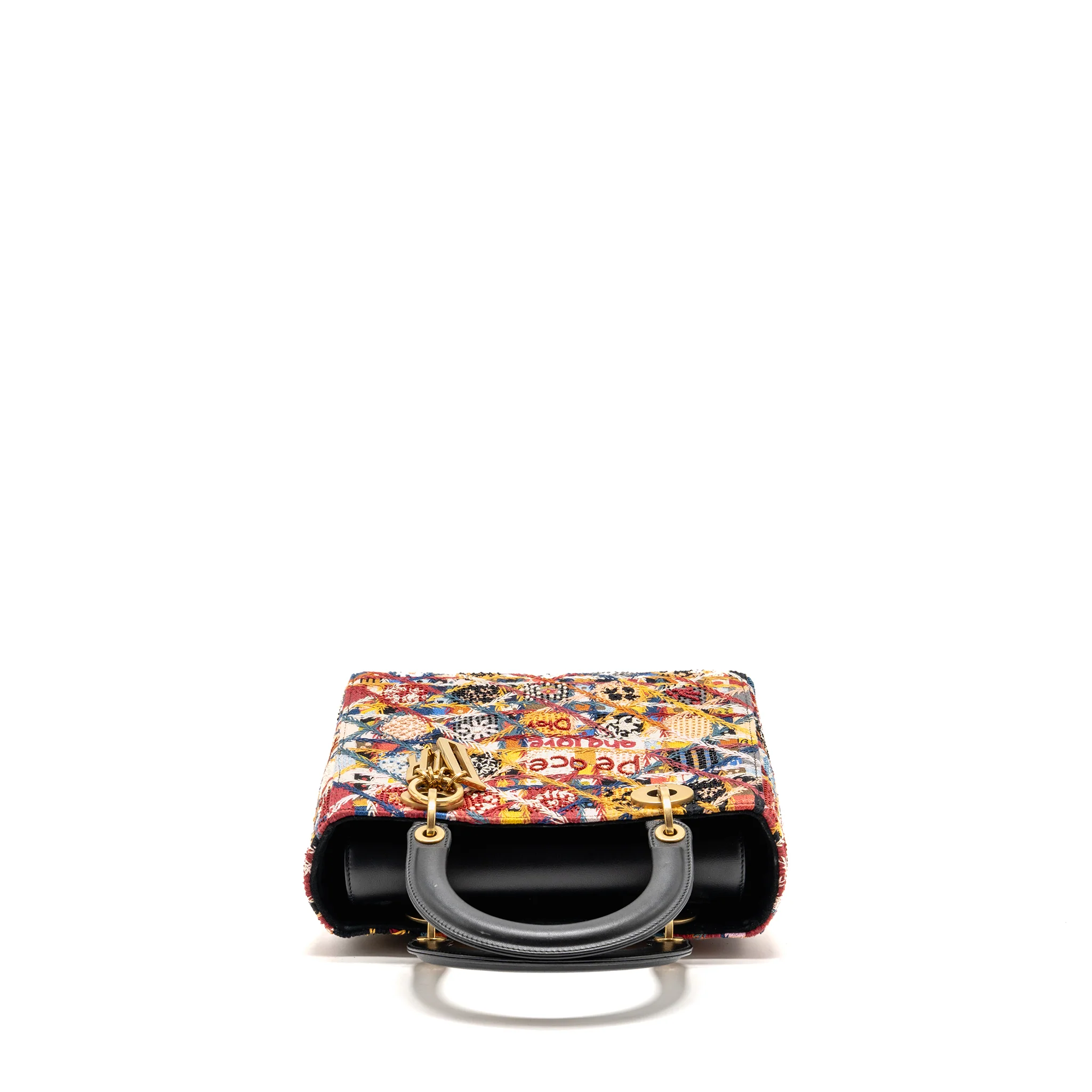 Dior Medium Lady Dior Peace and Love Limited Edition Embroidered Canvas/Leather Multicolour GHW - Image 5
