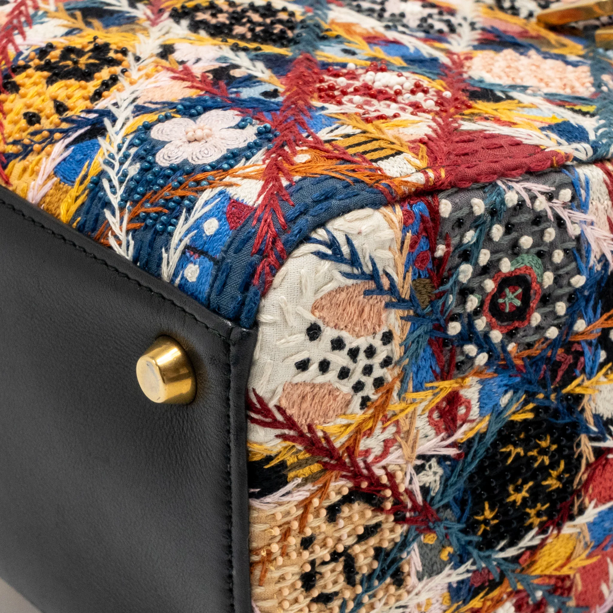 Dior Medium Lady Dior Peace and Love Limited Edition Embroidered Canvas/Leather Multicolour GHW - Image 8
